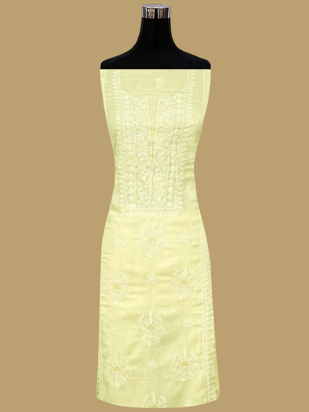 Ada Hand Embroidered Lemon Cotton Lucknowi Chikankari Unstitched Suit Piece 01A514338