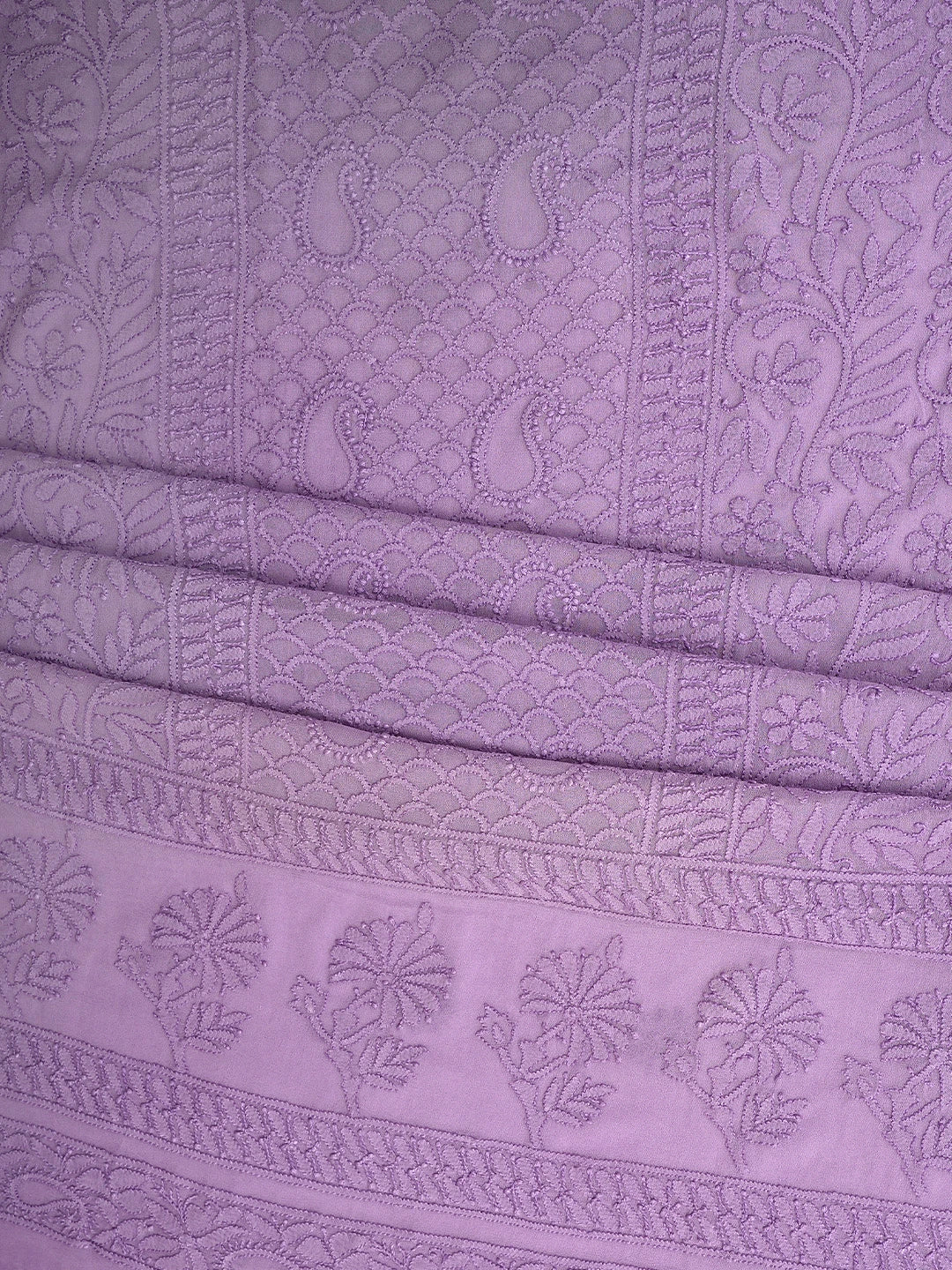 Ada Hand Embroidered Mauve  Viscose Georgette Lucknowi Chikankari Unstitched Kurta Dupatta Set 01A792761