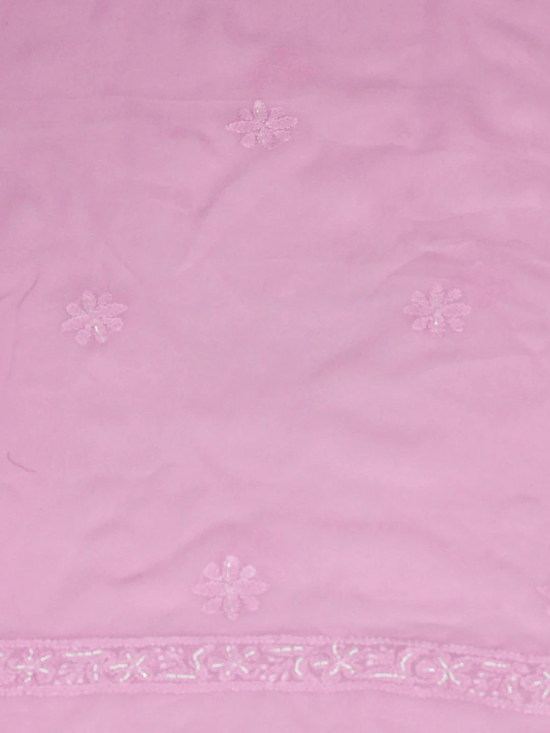 Ada Hand Embroidered Pink Viscose Georgette Lucknowi Chikankari Unstitched Kurta Dupatta Set With Pearl Work 01A800107