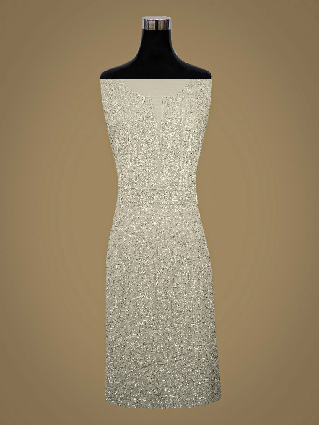 Ada Hand Embroidered Dusty Grey Viscose Georgette Lucknowi Chikankari Unstitched Kurta Dupatta Set With Muqaish/Mukaish Work 01A933364