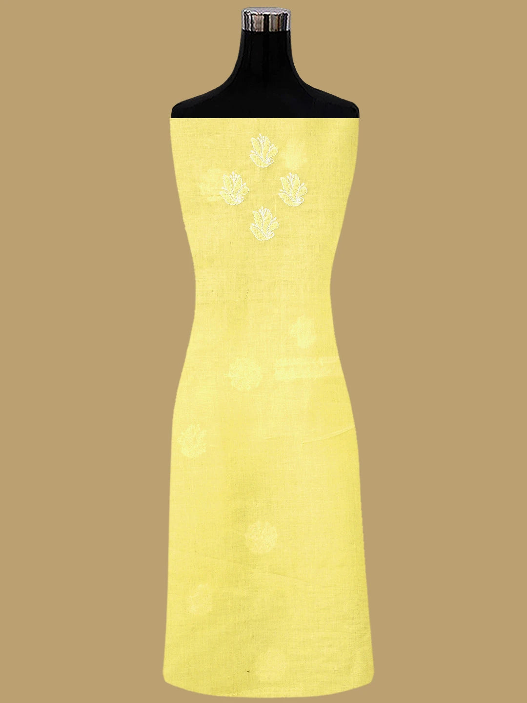 Ada Hand Embroidered Yellow Cotton Lucknowi Chikankari Unstitched Suit Piece 01A818695