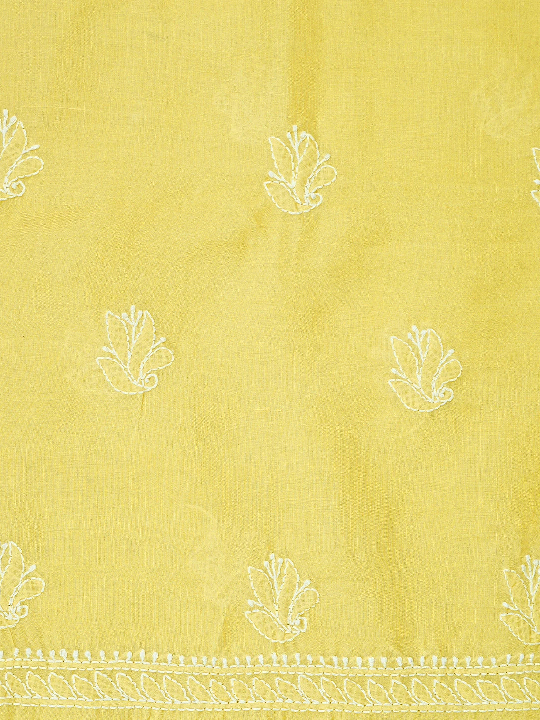 Ada Hand Embroidered Yellow Cotton Lucknowi Chikankari Unstitched Suit Piece 01A818695
