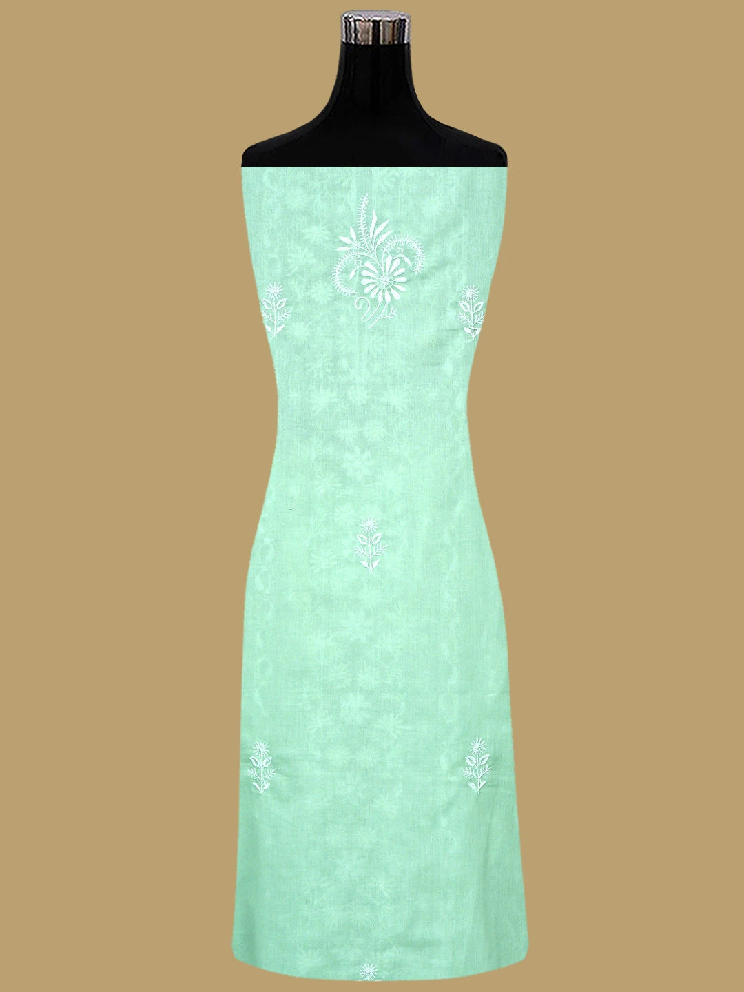Ada Hand Embroidered Celadon Green Cotton Lucknowi Chikankari Unstitched Suit Piece 01A773781