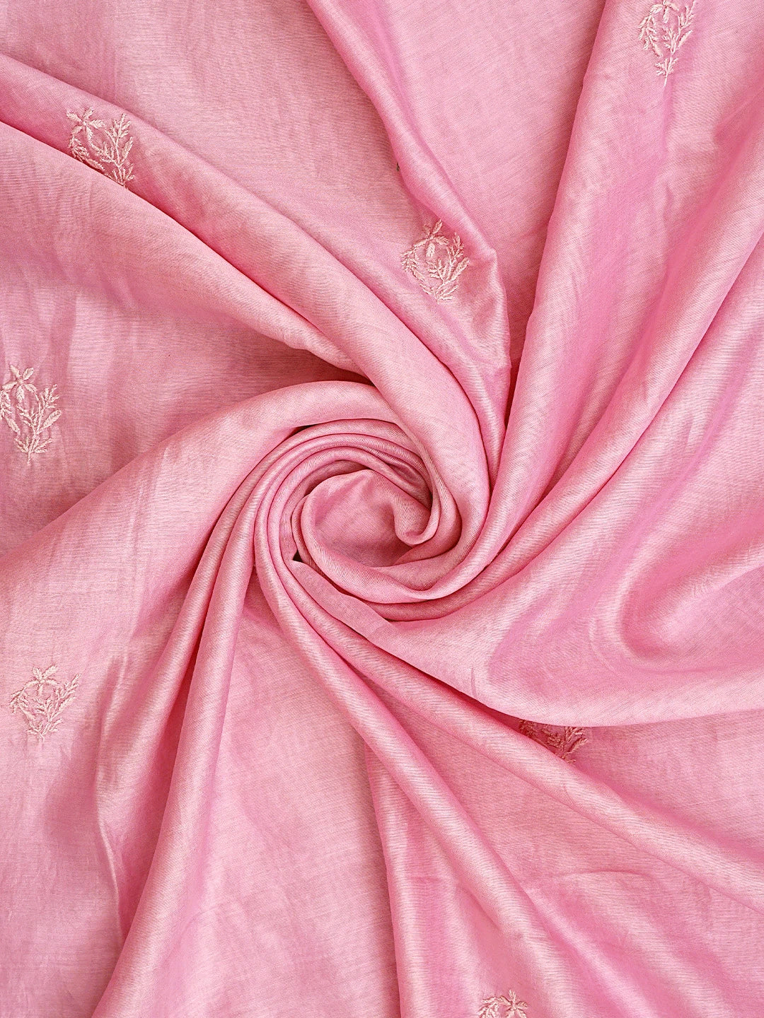 Ada Hand Embroidered Baby Pink Chanderi Lucknowi Chikankari Unstitched Kurta Dupatta Set 01A939463