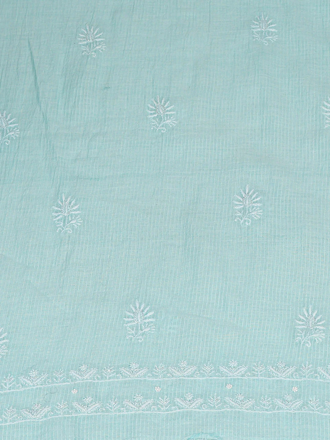 Ada Hand Embroidered Pale Cyan Chanderi Lucknowi Chikankari Unstitched Kurta Dupatta Set 01A934918
