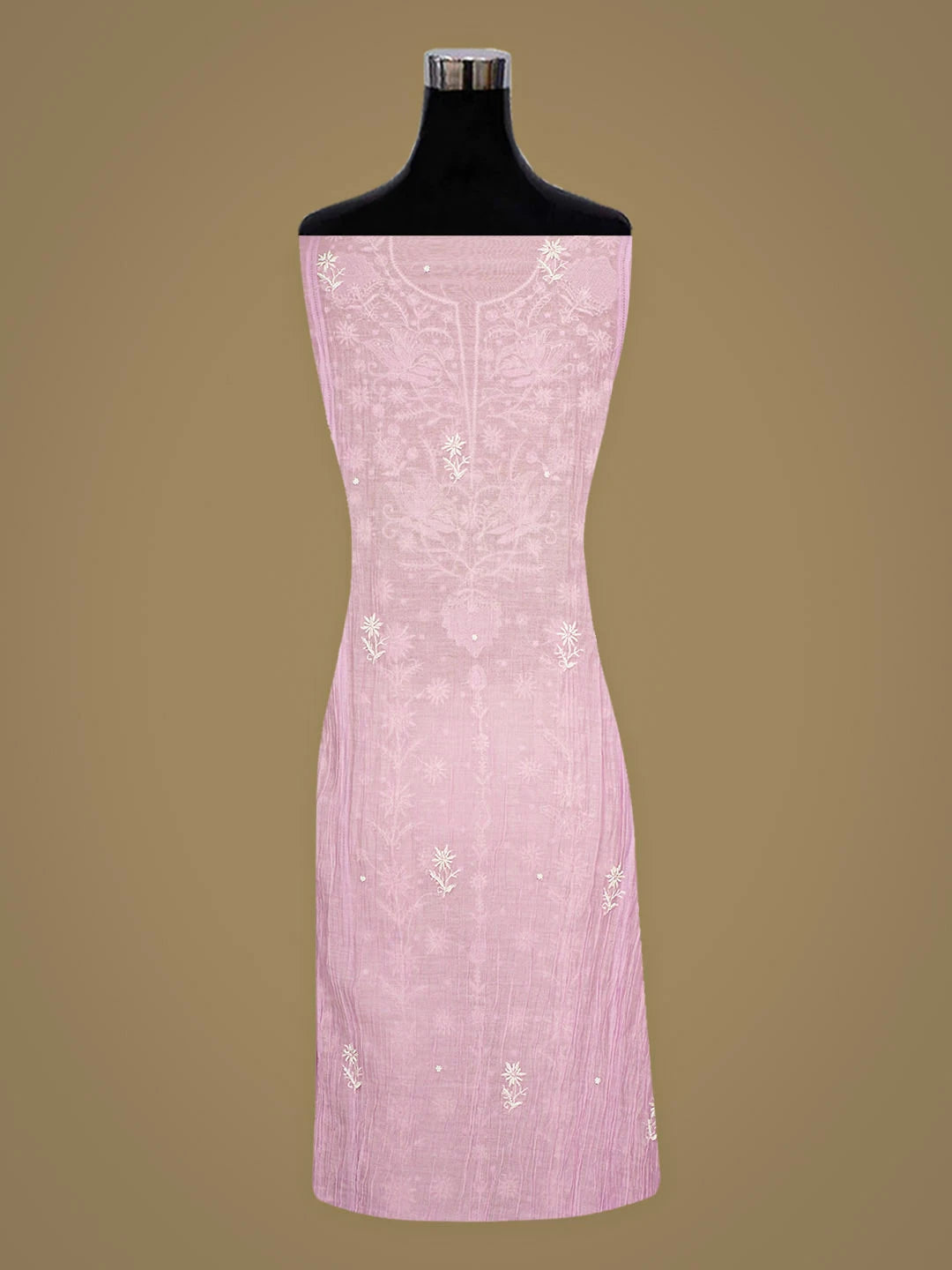 Ada Hand Embroidered Lavender Chanderi Lucknowi Chikankari Unstitched Kurta Dupatta Set With Pearl Work 01A898449