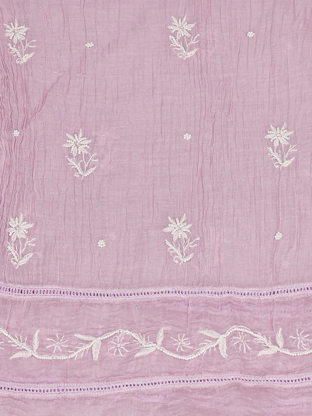 Ada Hand Embroidered Lavender Chanderi Lucknowi Chikankari Unstitched Kurta Dupatta Set With Pearl Work 01A898449