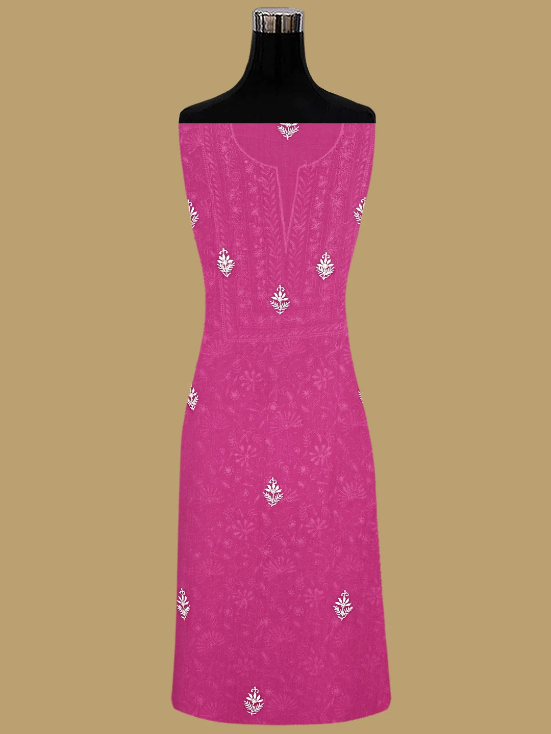 Ada Hand Embroidered Magenta Viscose Georgette Lucknowi Chikankari Unstitched Kurta Dupatta Set 01A873594