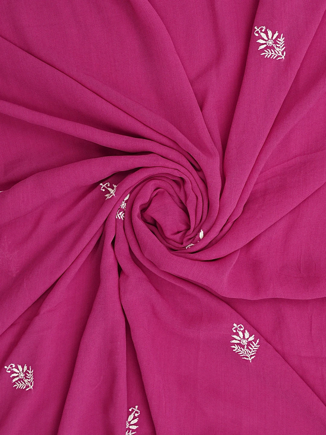 Ada Hand Embroidered Magenta Viscose Georgette Lucknowi Chikankari Unstitched Kurta Dupatta Set 01A873594