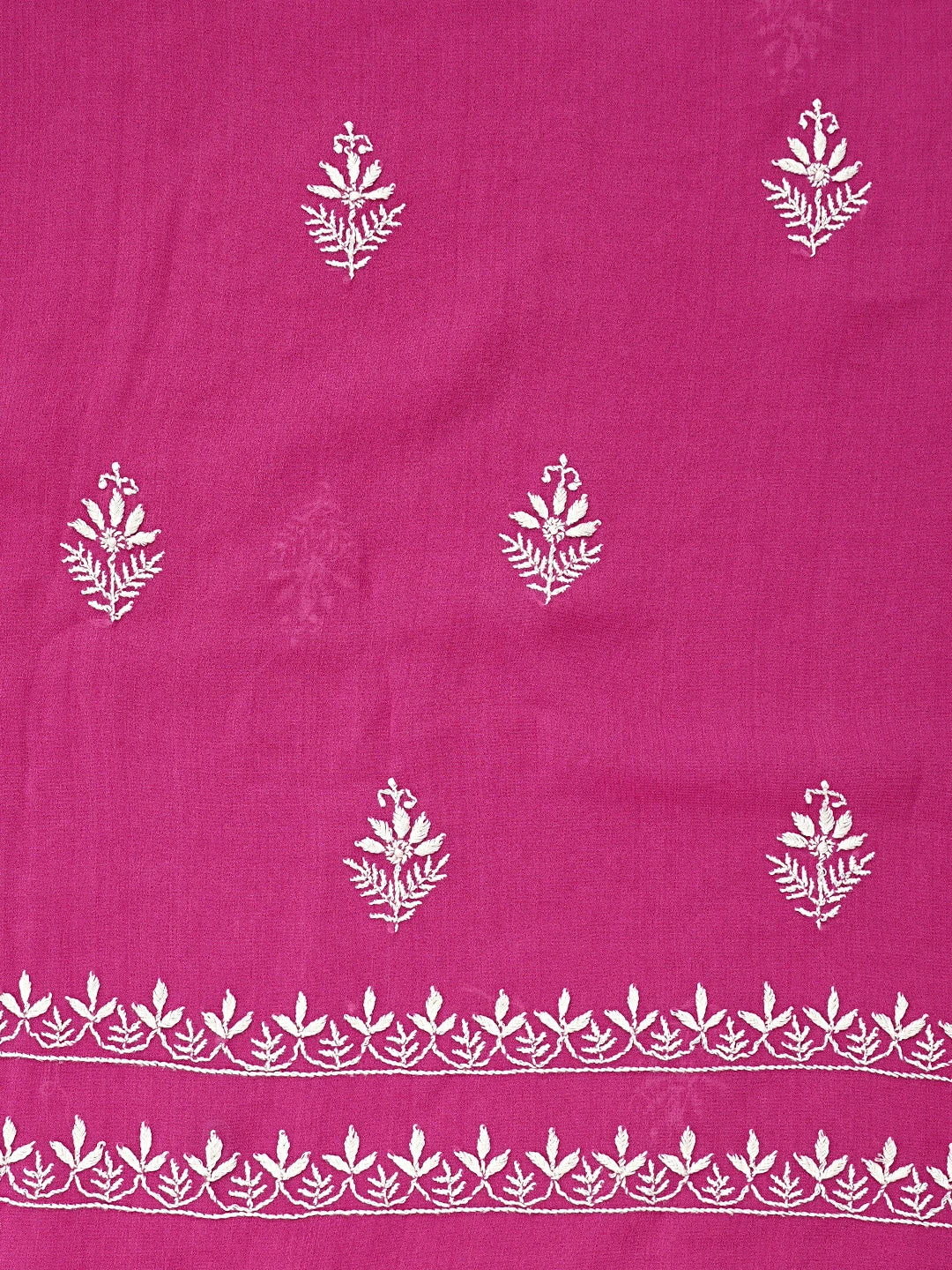 Ada Hand Embroidered Magenta Viscose Georgette Lucknowi Chikankari Unstitched Kurta Dupatta Set 01A873594