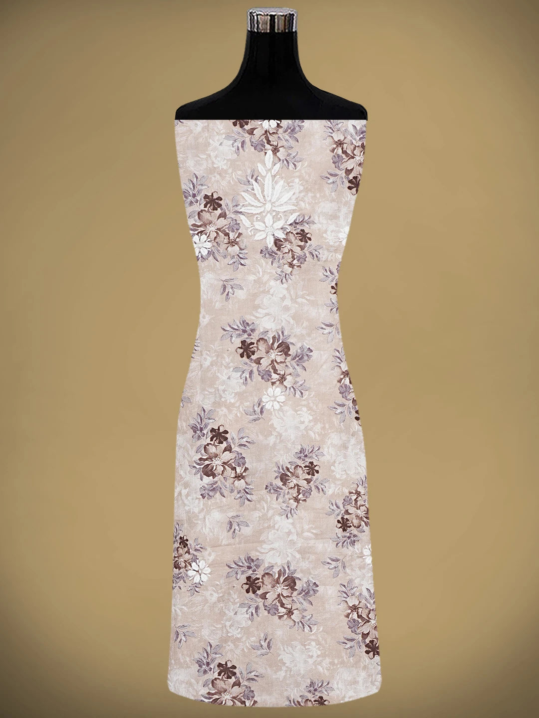 Ada Hand Embroidered Floral Printed Dusty Peach Cotton Lucknowi Chikankari Unstitched Kurta Dupatta Set 01A898188