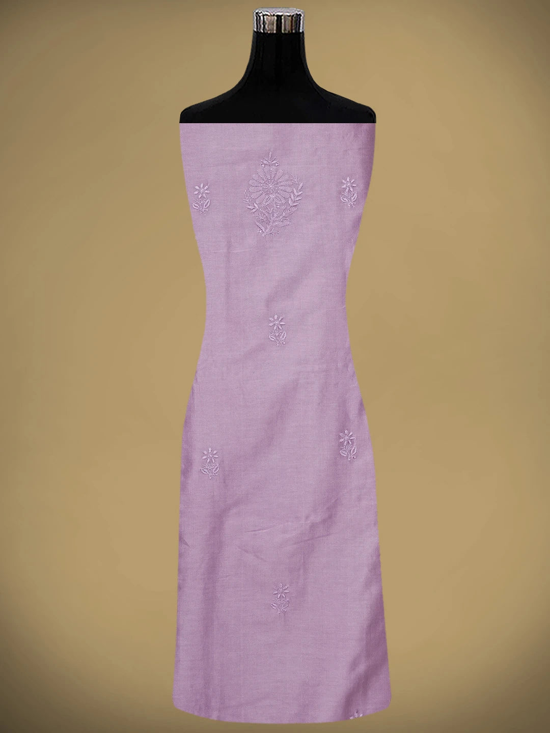 Ada Hand Embroidered Mauve Chanderi Lucknowi Chikankari Unstitched Kurta Dupatta Set 01A932534