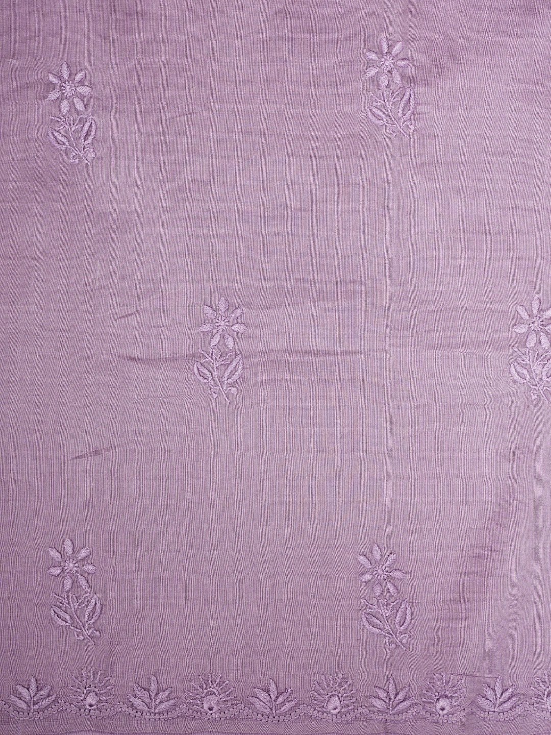 Ada Hand Embroidered Mauve Chanderi Lucknowi Chikankari Unstitched Kurta Dupatta Set 01A932534