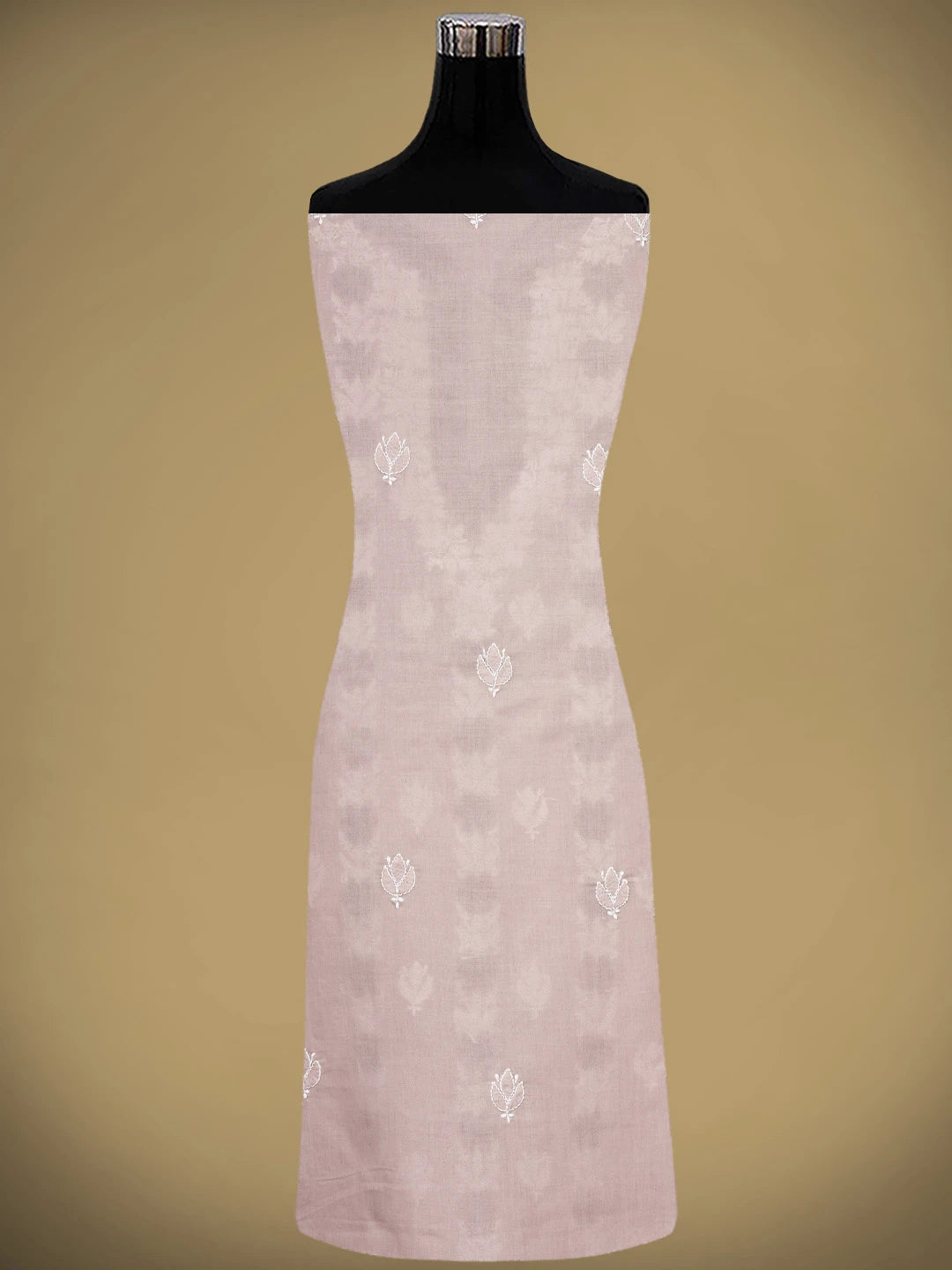 Ada Hand Embroidered Dusty Peach Cotton Lucknowi Chikankari Unstitched Suit Piece 01A943522