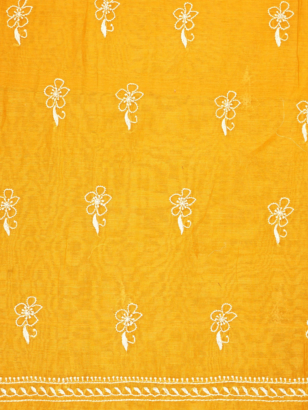 Ada Hand Embroidered Yellow Chanderi Lucknowi Chikankari Unstitched Suit Piece 01A593547