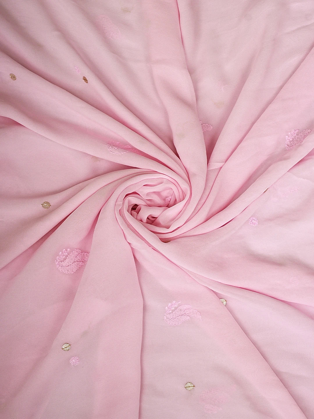 Ada Hand Embroidered Pink Viscose Georgette Lucknowi Chikankari Unstitched Kurta Dupatta Set With Gota Patti Work 01A933456