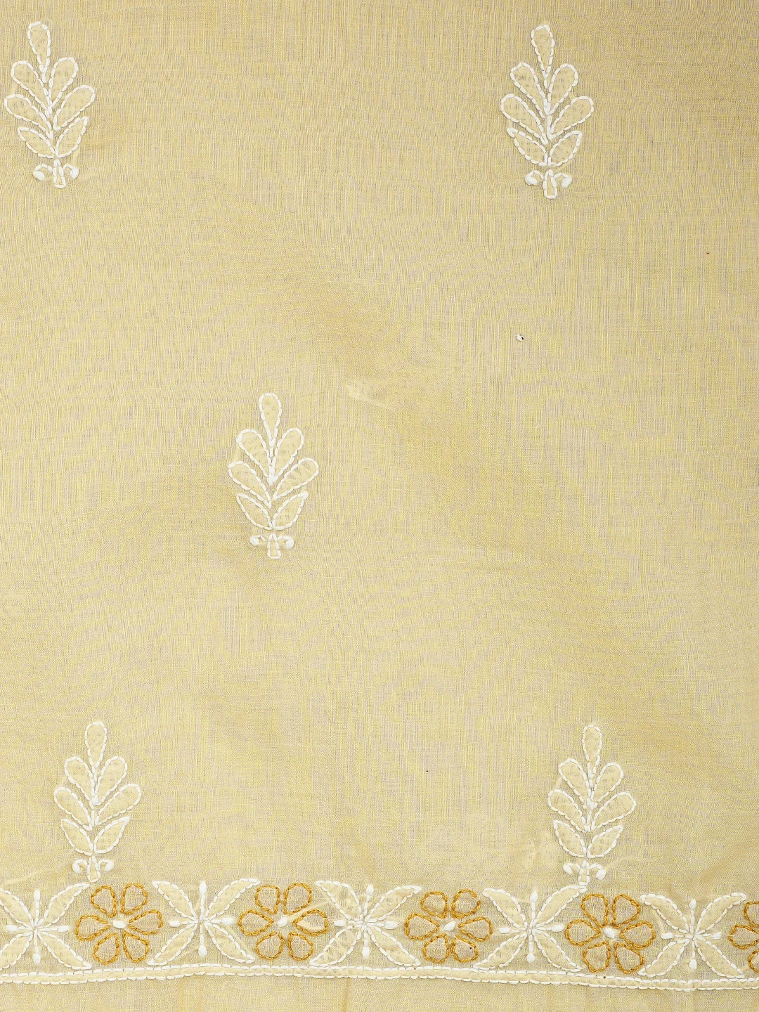 Ada Hand Embroidered Fawn Cotton Lucknowi Chikankari Unstitched Suit Piece 01A943566