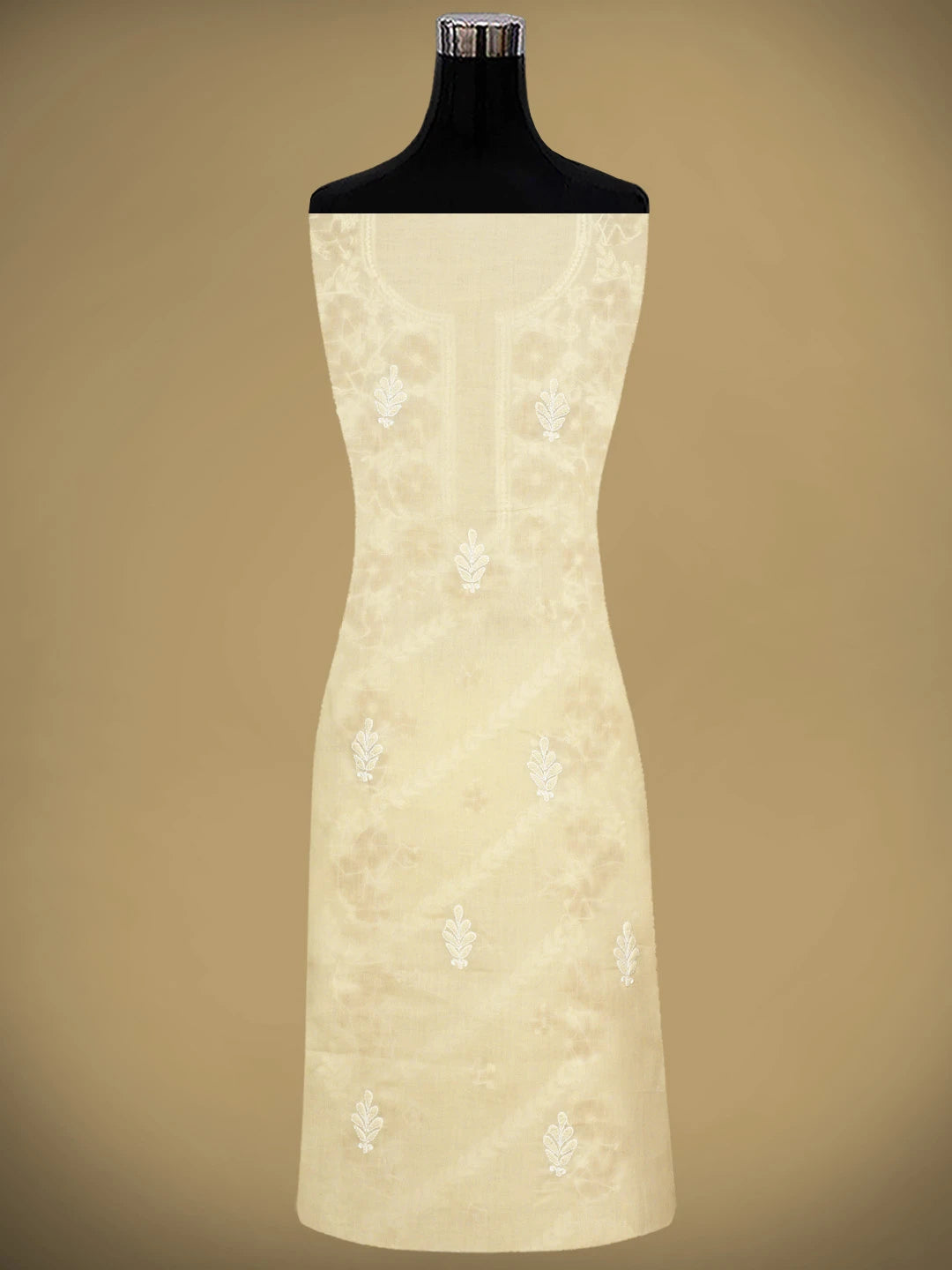 Ada Hand Embroidered Fawn Cotton Lucknowi Chikankari Unstitched Suit Piece 01A943566
