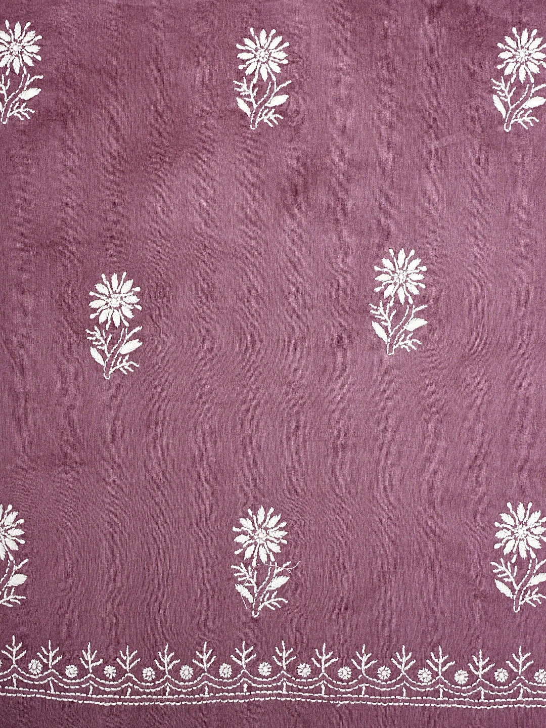 Ada Hand Embroidered Onion Pink Chanderi Lucknowi Chikankari Unstitched Suit Piece 01A932515