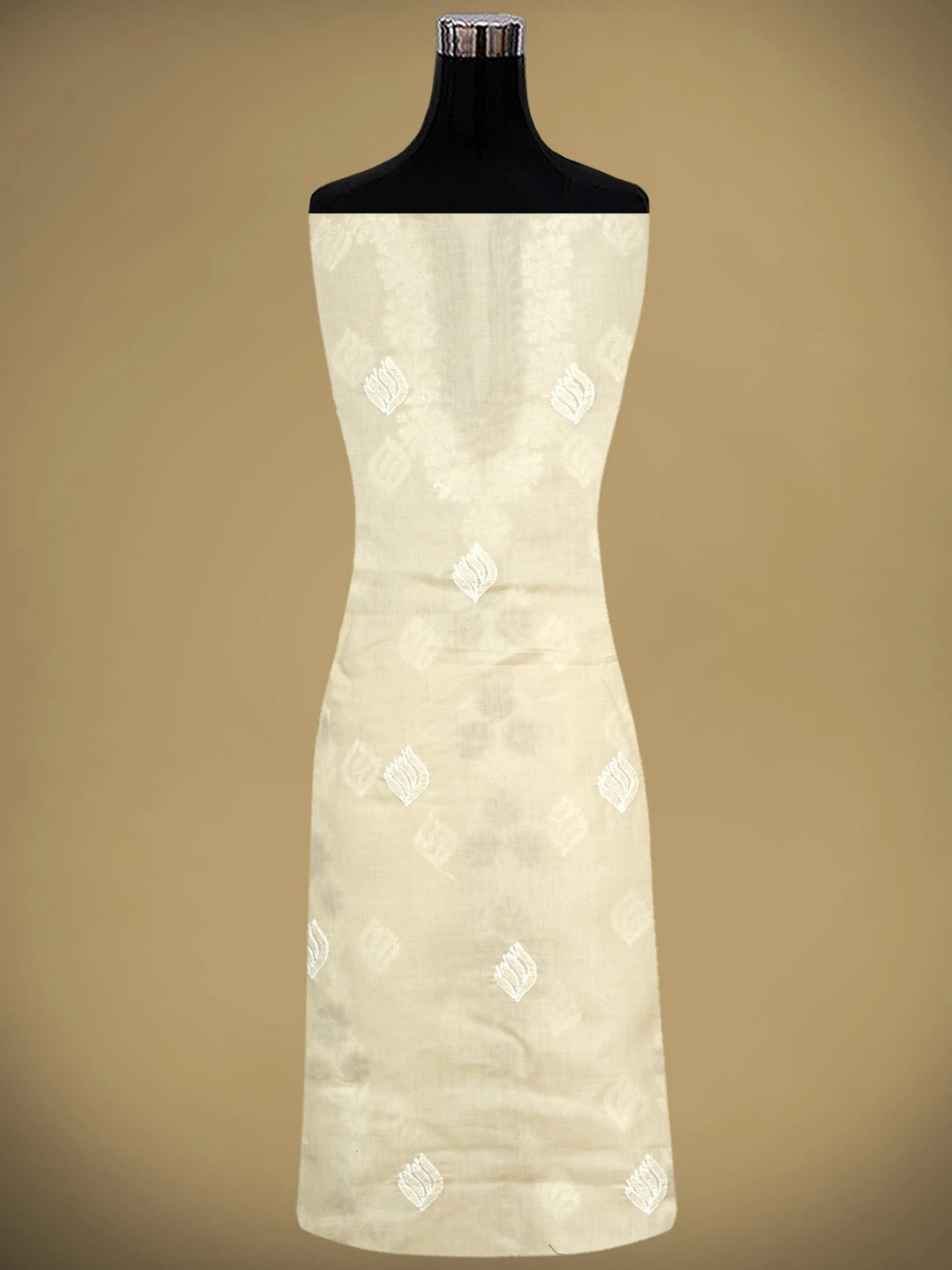 Ada Hand Embroidered Fawn Cotton Lucknowi Chikankari Unstitched Suit Piece 01A943480