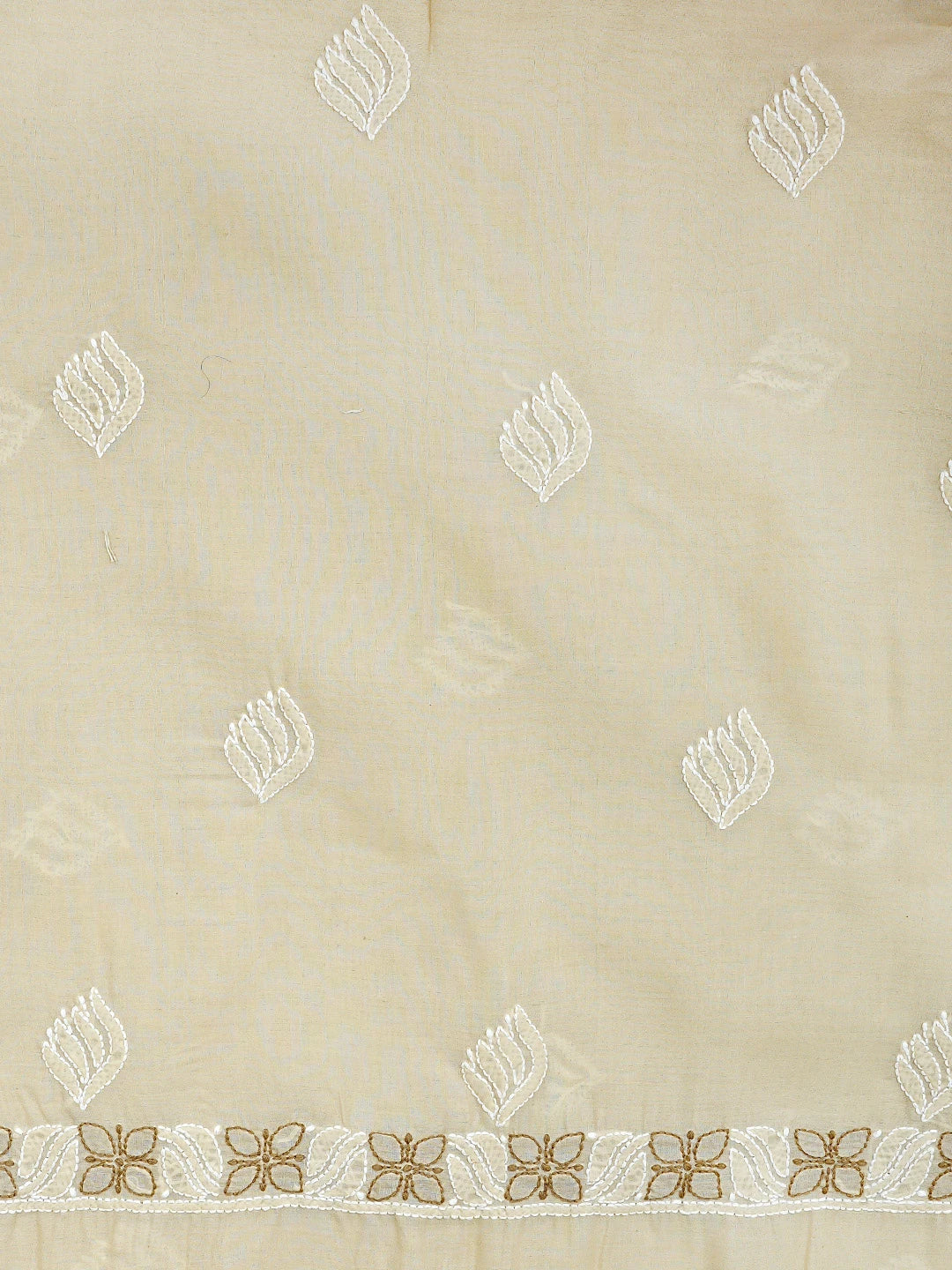 Ada Hand Embroidered Fawn Cotton Lucknowi Chikankari Unstitched Suit Piece 01A943480