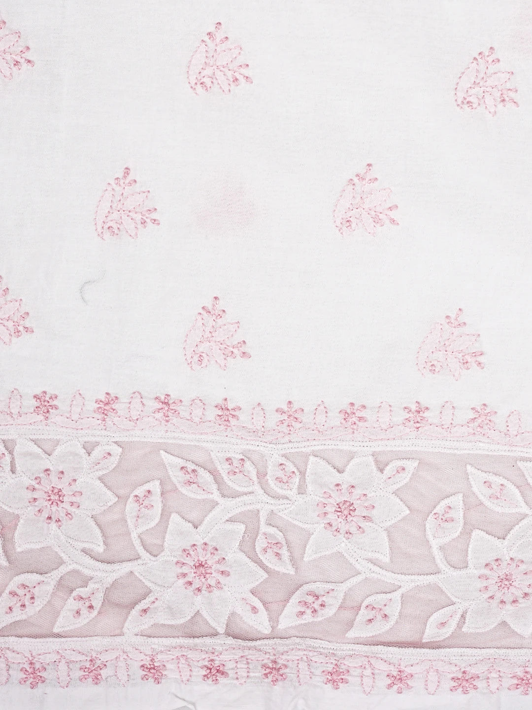 Ada Hand Embroidered White Cotton Lucknowi Chikankari Unstitched Suit Piece 01A735863