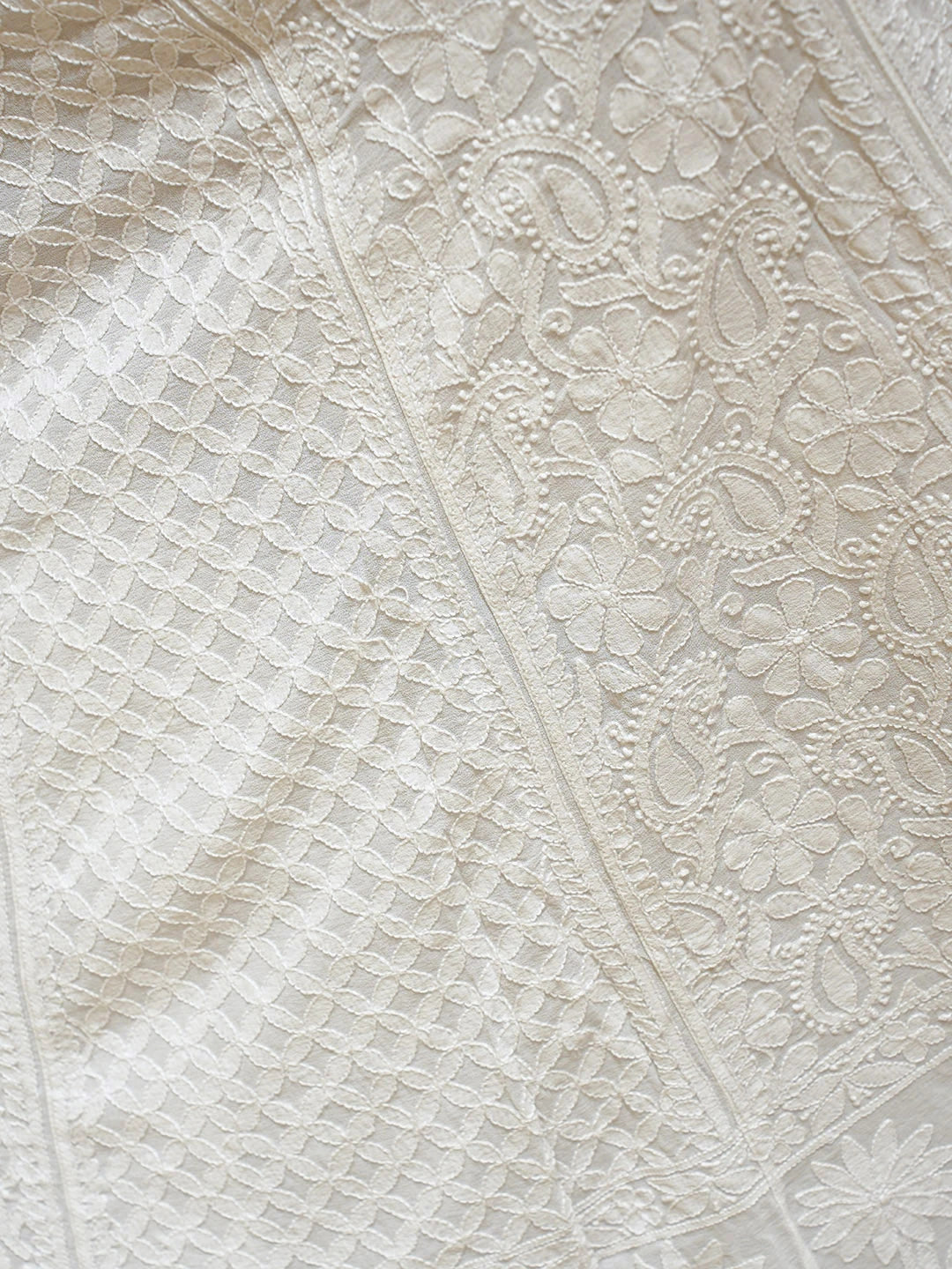 Ada Hand Embroidered White Pure Georgette Lucknowi Chikankari Lehenga Ghera Only (Skirt) 01A760094
