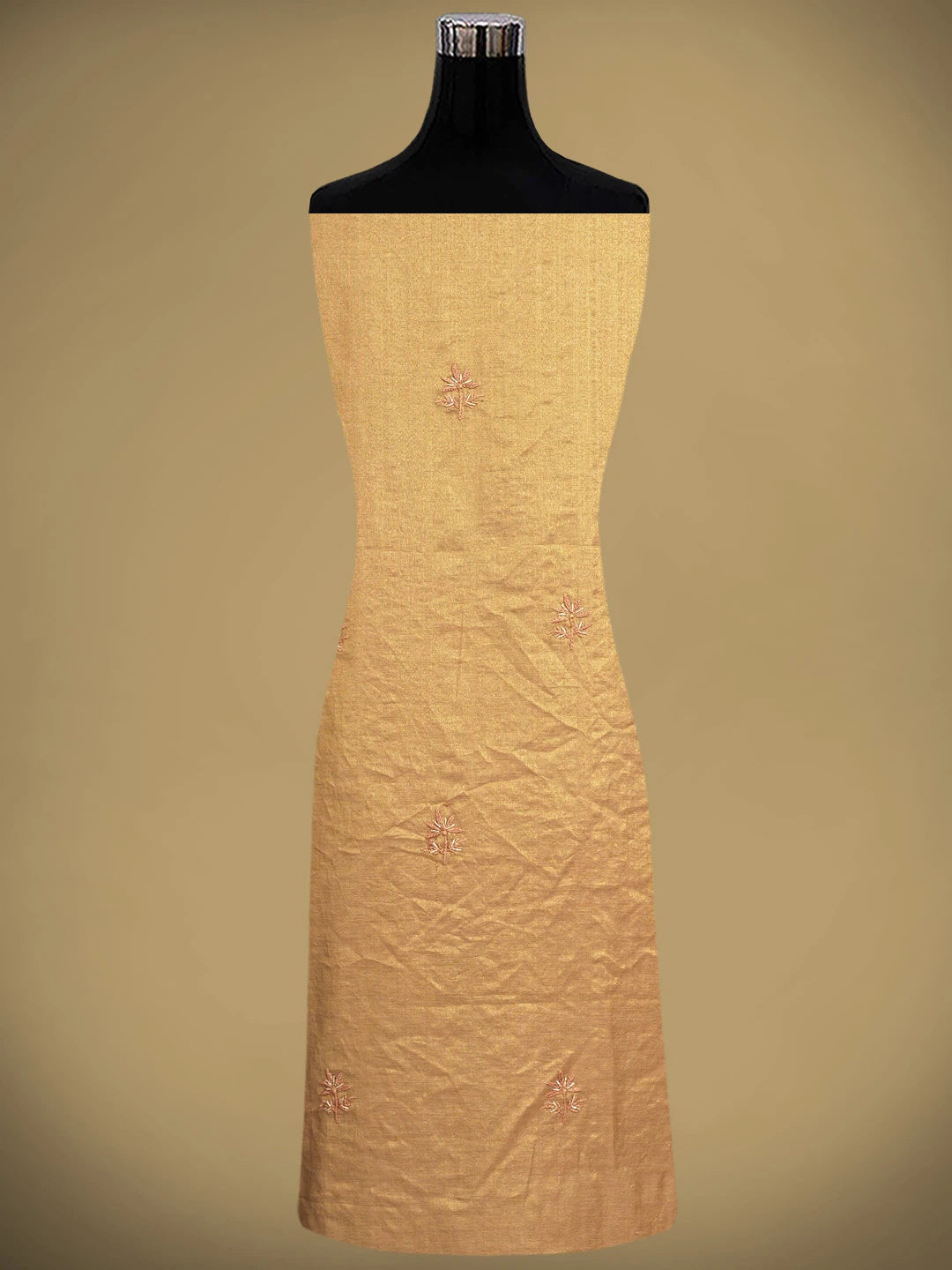Ada Hand Embroidered Dusty Peach Tissue Lucknowi Chikankari Unstitched Kurta Dupatta Set With Pearl Work 01A779575