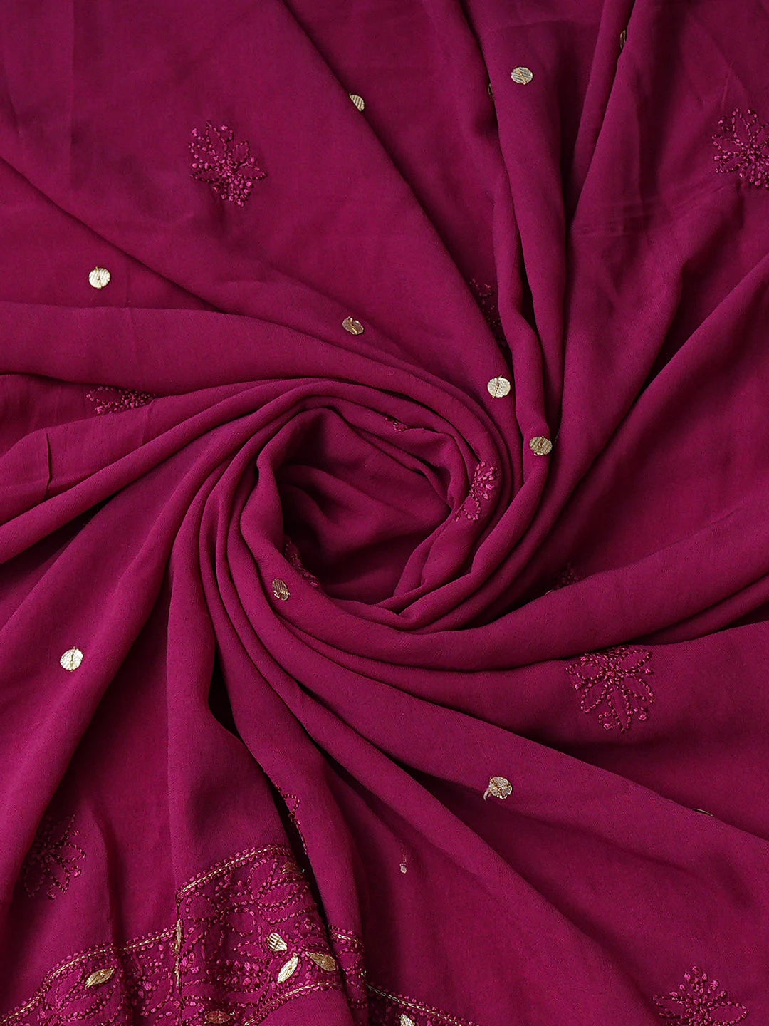Ada Hand Embroidered Onion Pink Viscose Georgette Lucknowi Chikankari Unstitched Kurta Dupatta Set With Gota Patti Work 01A933424