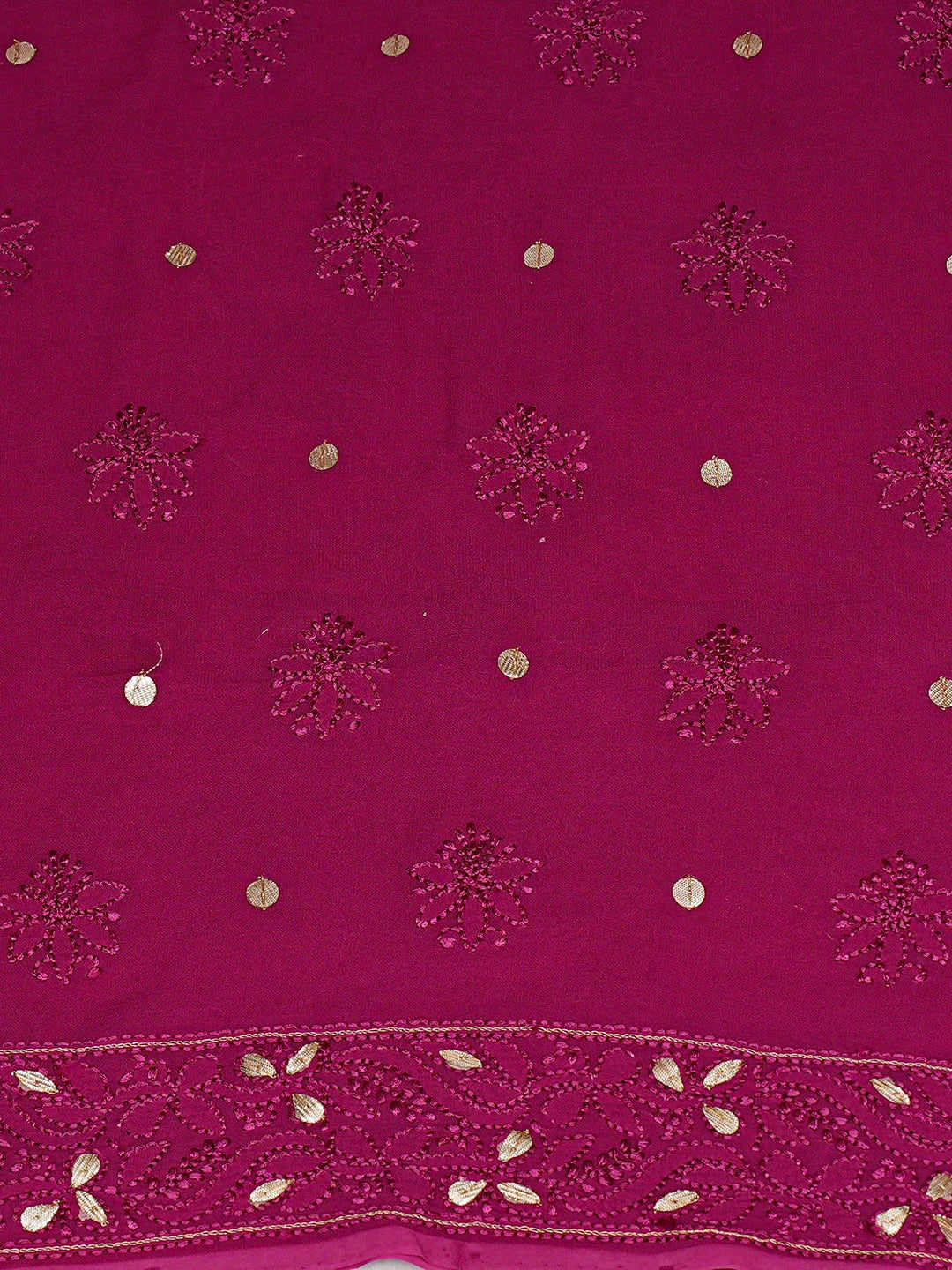 Ada Hand Embroidered Onion Pink Viscose Georgette Lucknowi Chikankari Unstitched Kurta Dupatta Set With Gota Patti Work 01A933424