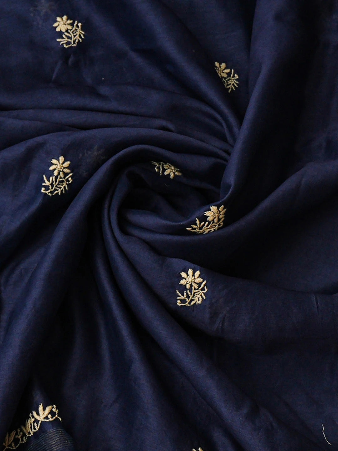 Ada Hand Embroidered Navy Blue Chanderi Lucknowi Chikankari Unstitched Kurta Dupatta Set 01A936903
