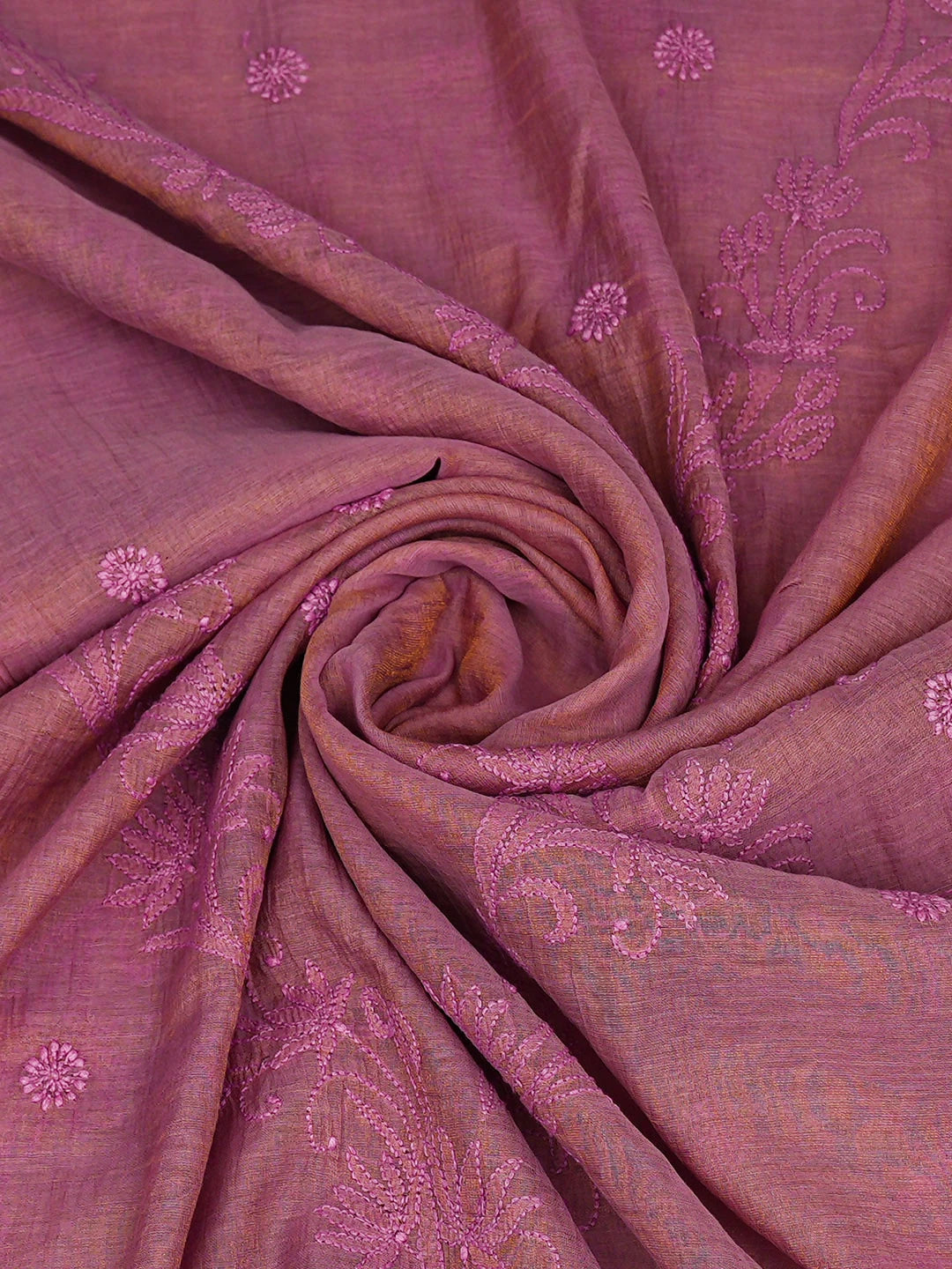 Ada Hand Embroidered Pink Tissue Lucknowi Chikankari Dupatta 01A640986