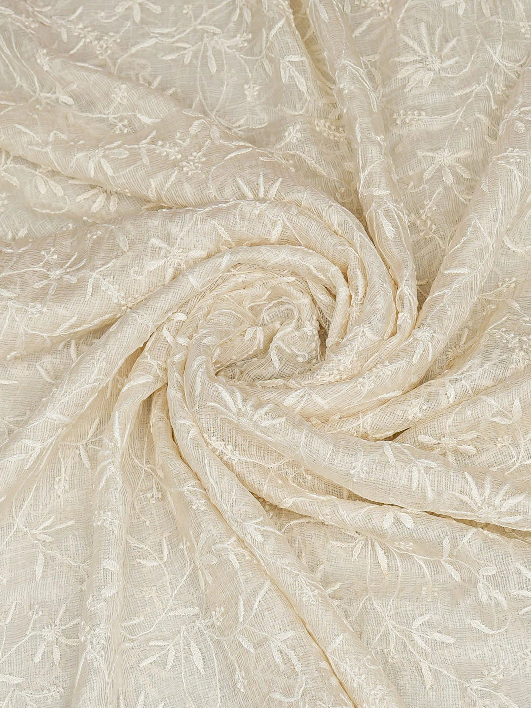 Ada Hand Embroidered White kota Silk Lucknowi Chikankari Dupatta 01A898345