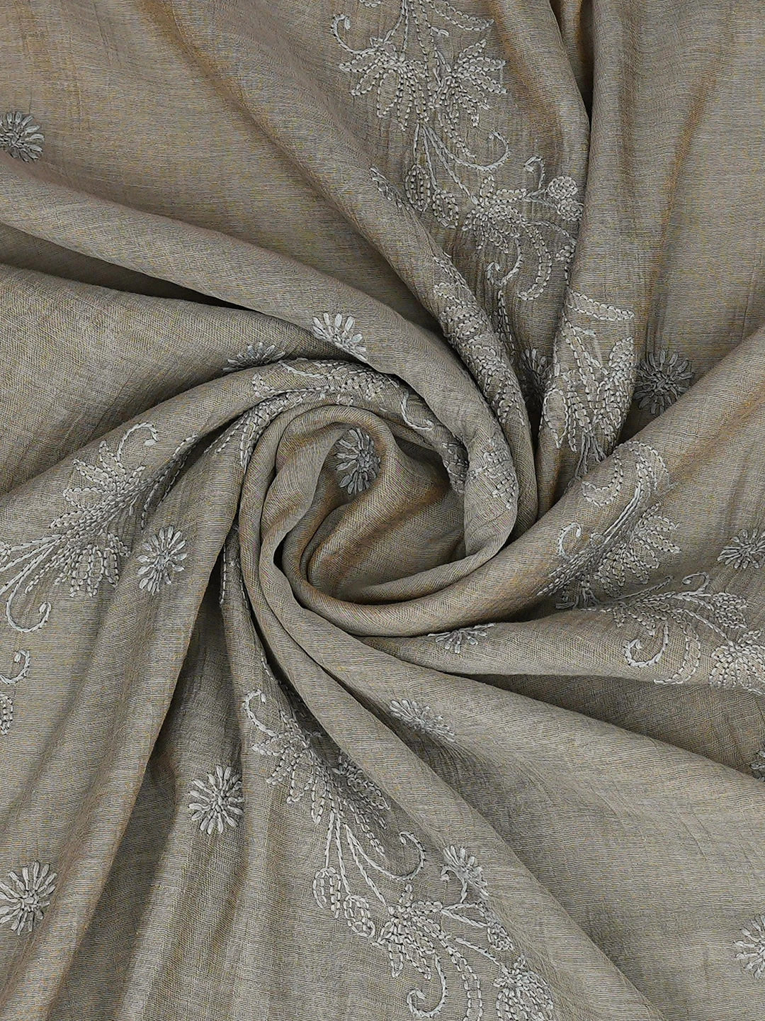 Ada Hand Embroidered Grey Tissue Lucknowi Chikankari Dupatta 01A904184