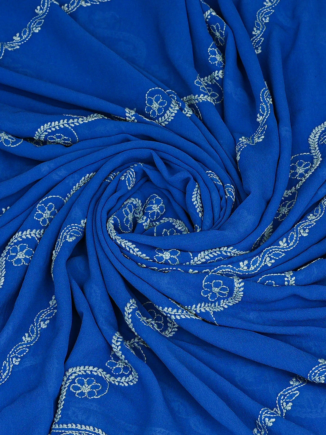 Ada Hand Embroidered Royal Blue Pure Georgette Lucknowi Chikankari Dupatta 01A651928