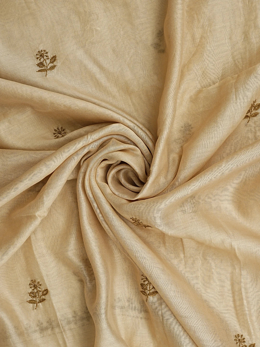 Ada Hand Embroidered Fawn Chanderi Lucknowi Chikankari Unstitched Kurta Dupatta Set 01A939461