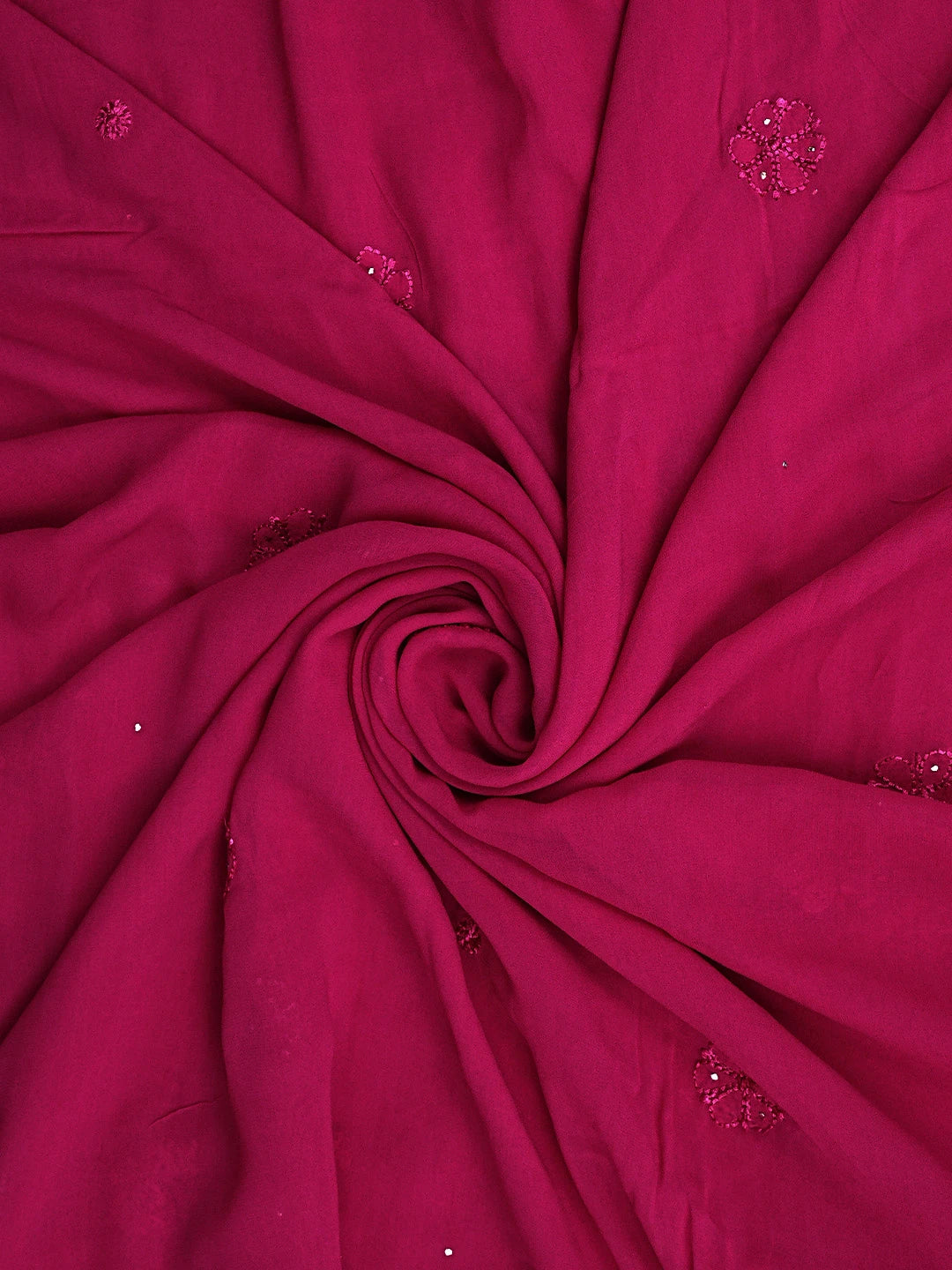 Ada Hand Embroidered Magenta Viscose Georgette Lucknowi Chikankari Unstitched Kurta Dupatta Set With Muqaish Work 01A933366