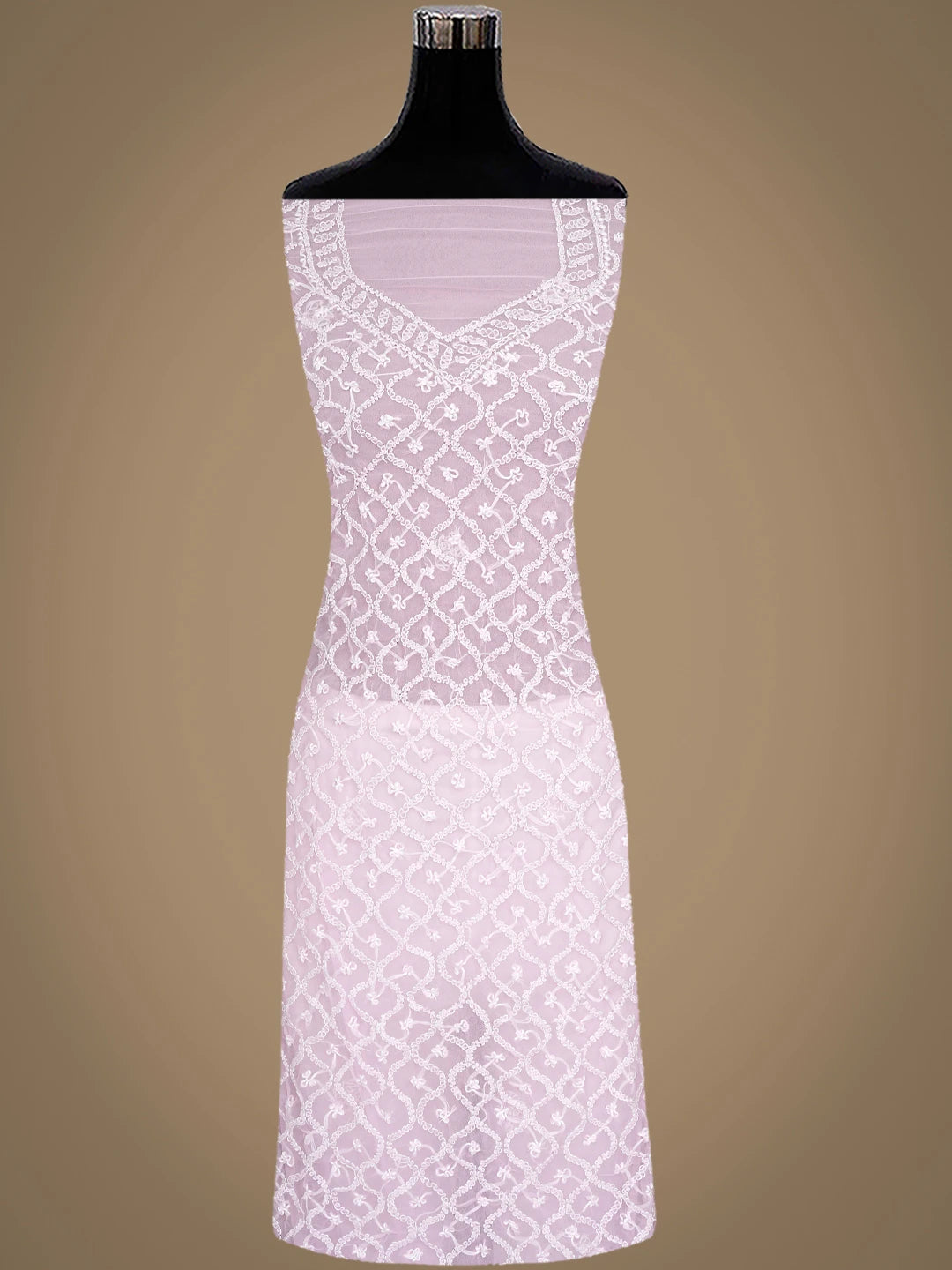 Ada Hand Embroidered Pink Georgette Lucknowi Chikankari Unstitched Suit Piece 01A937318