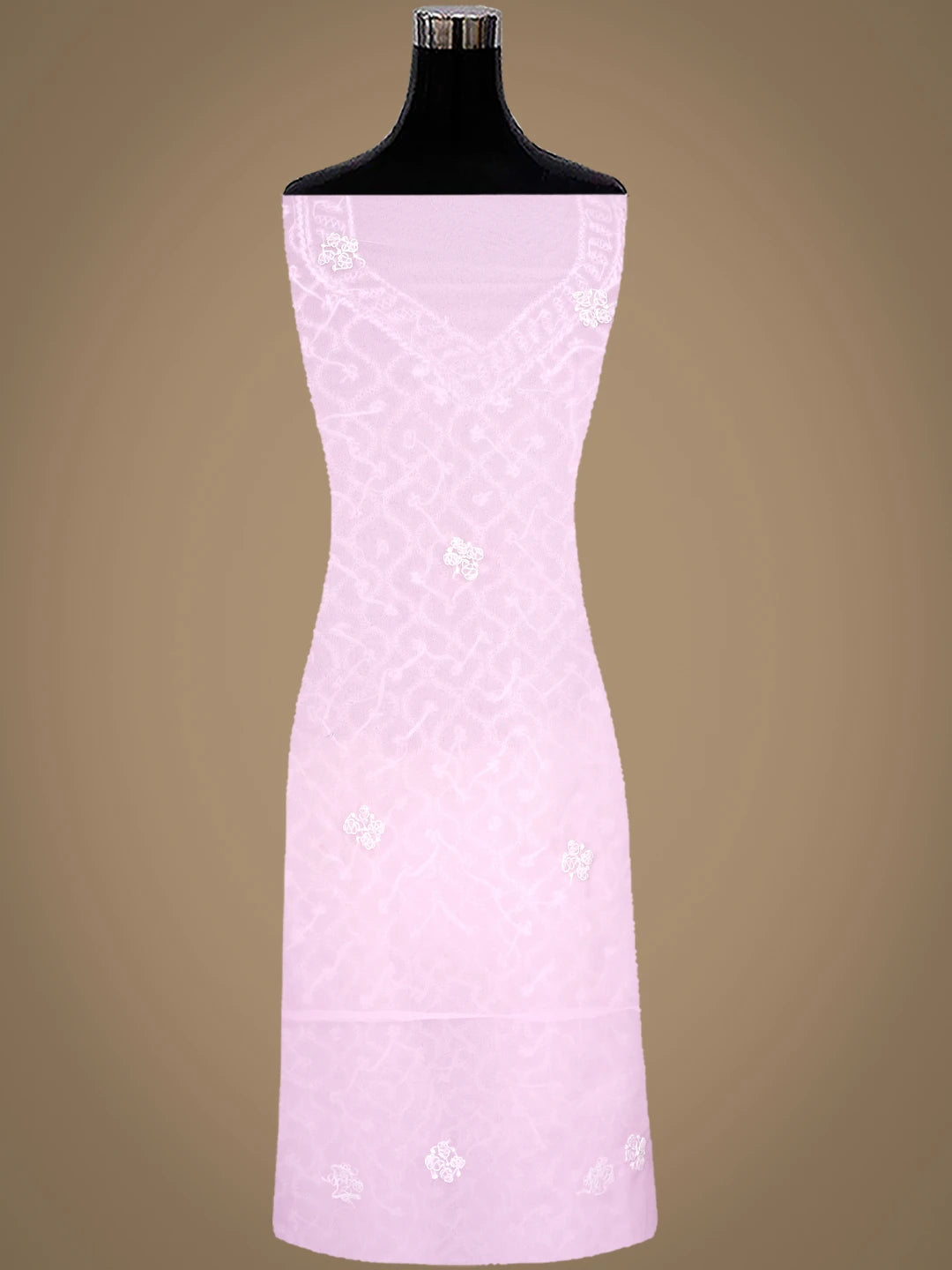 Ada Hand Embroidered Pink Georgette Lucknowi Chikankari Unstitched Suit Piece 01A937318