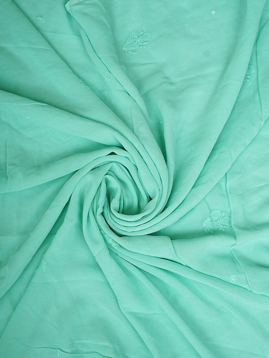 Ada Hand Embroidered Sea Green Viscose Georgette Lucknowi Chikankari Unstitched Kurta Dupatta Set With Cutdana Work 01A933525