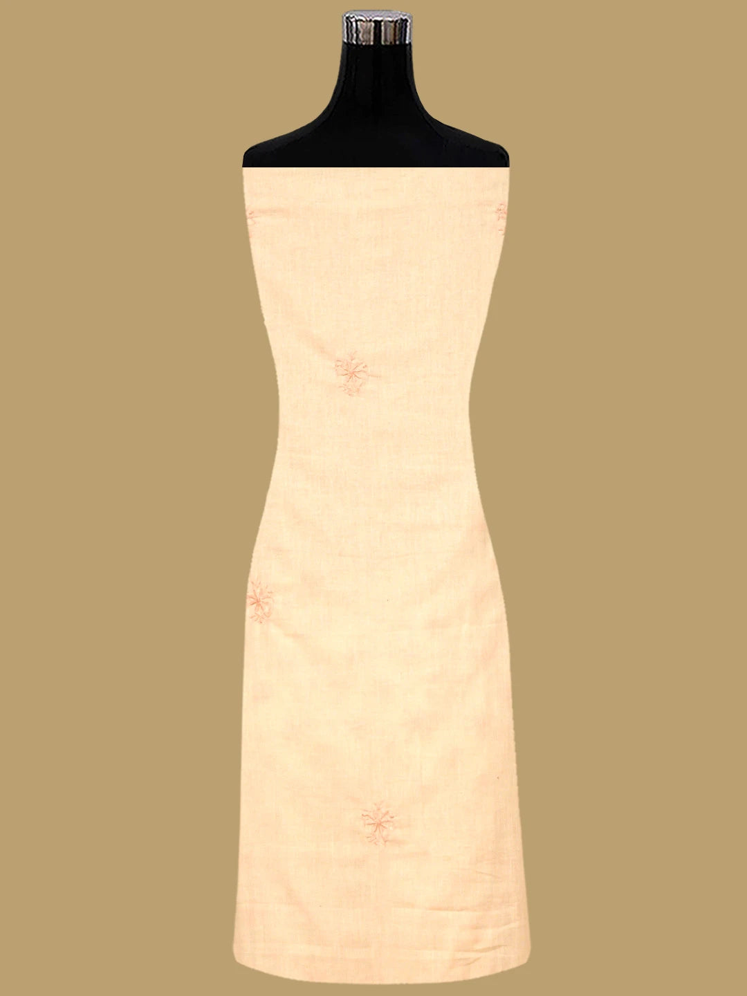 Ada Hand Embroidered Blushing Apricot Peach Cotton Lucknowi Chikankari Unstitched Suit Piece 01A409473