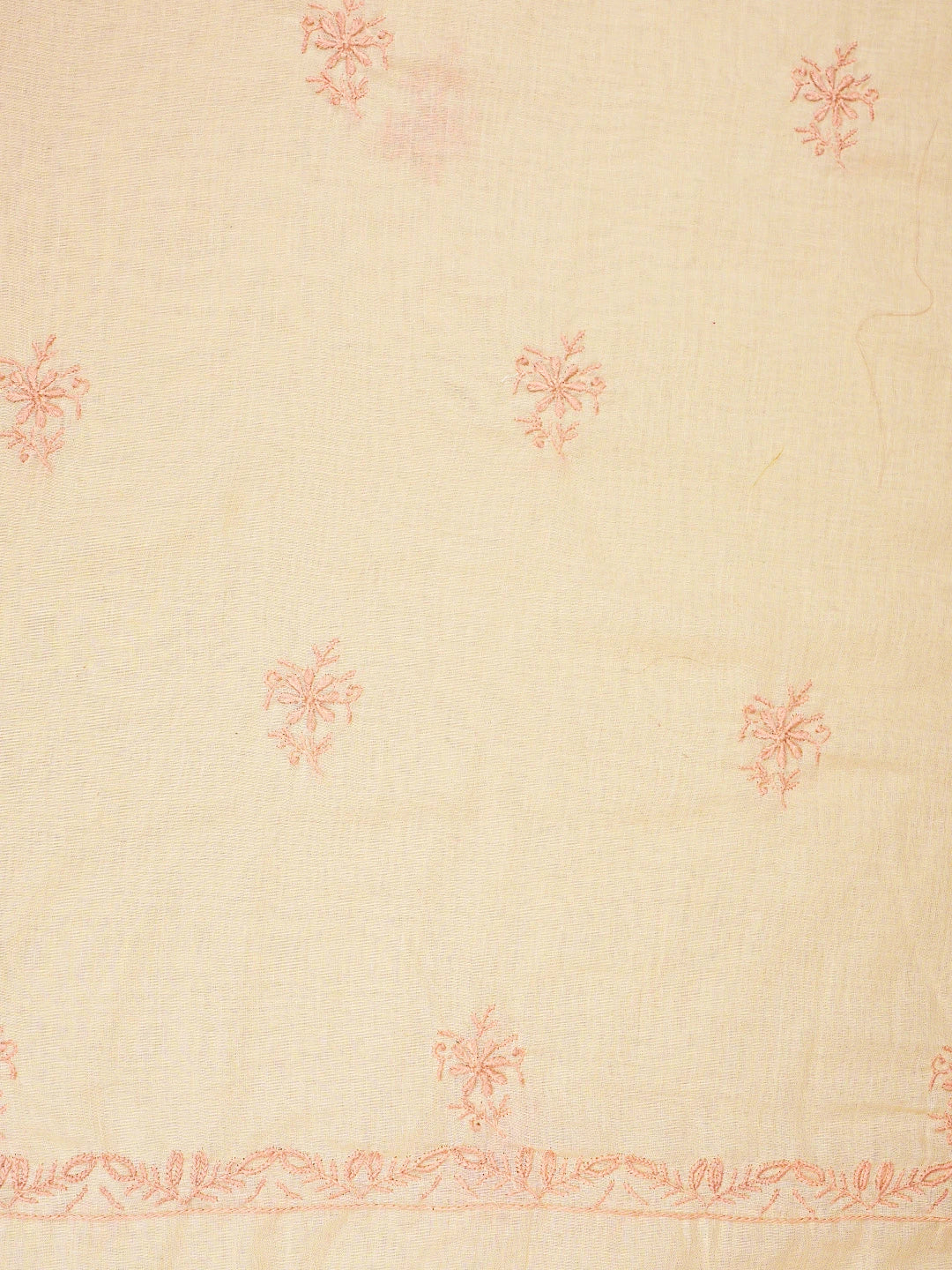 Ada Hand Embroidered Blushing Apricot Peach Cotton Lucknowi Chikankari Unstitched Suit Piece 01A409473