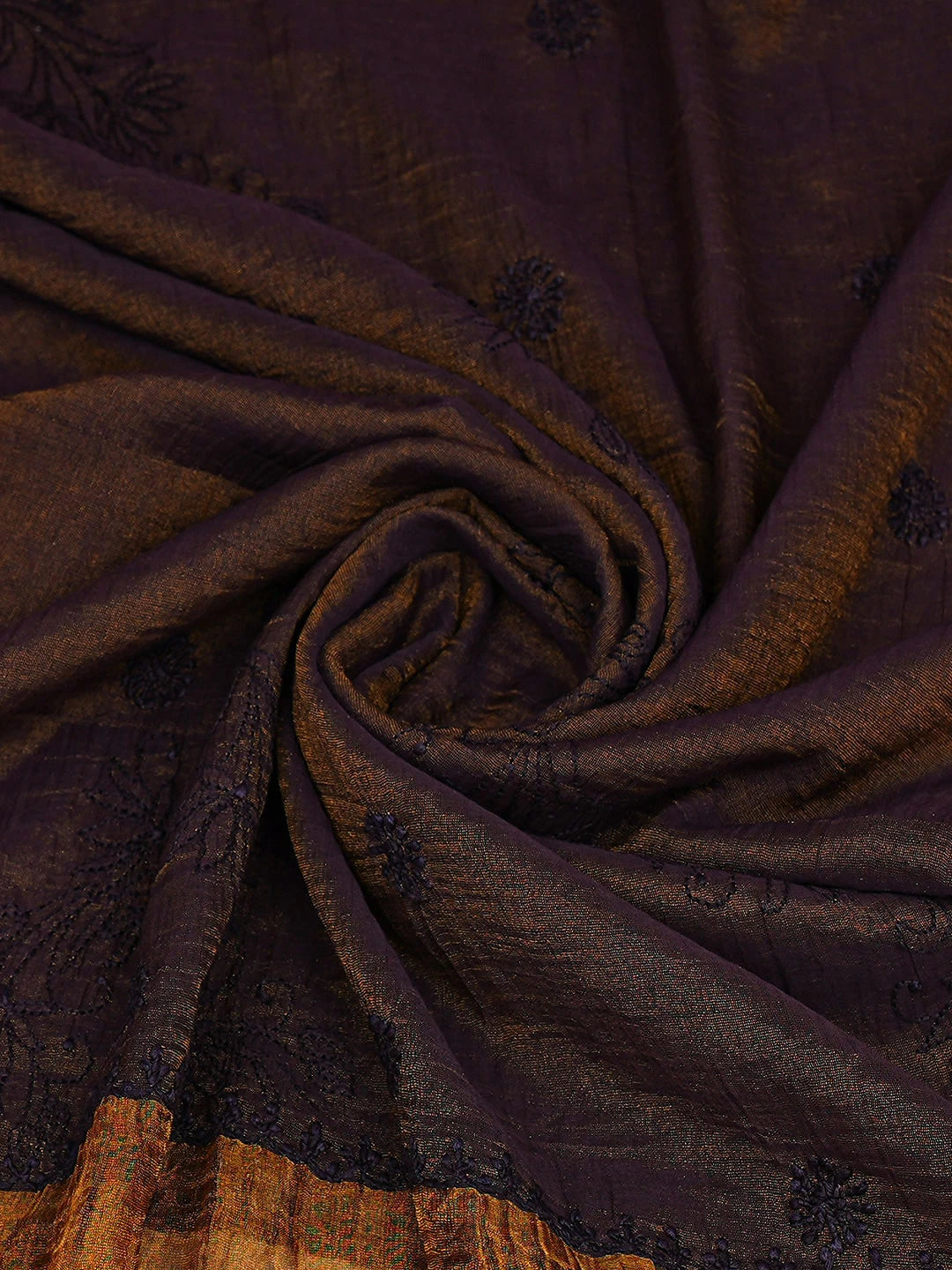 Ada Hand Embroidered Purple Tissue Lucknowi Chikankari Dupatta 01A907736