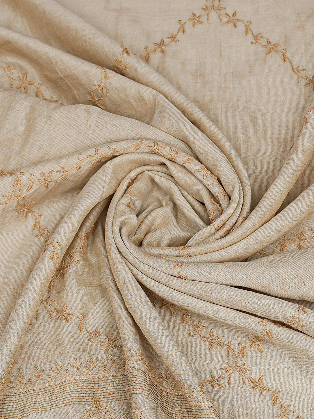 Ada Hand Embroidered Fawn Silk Lucknowi Chikankari Dupatta 01A698663