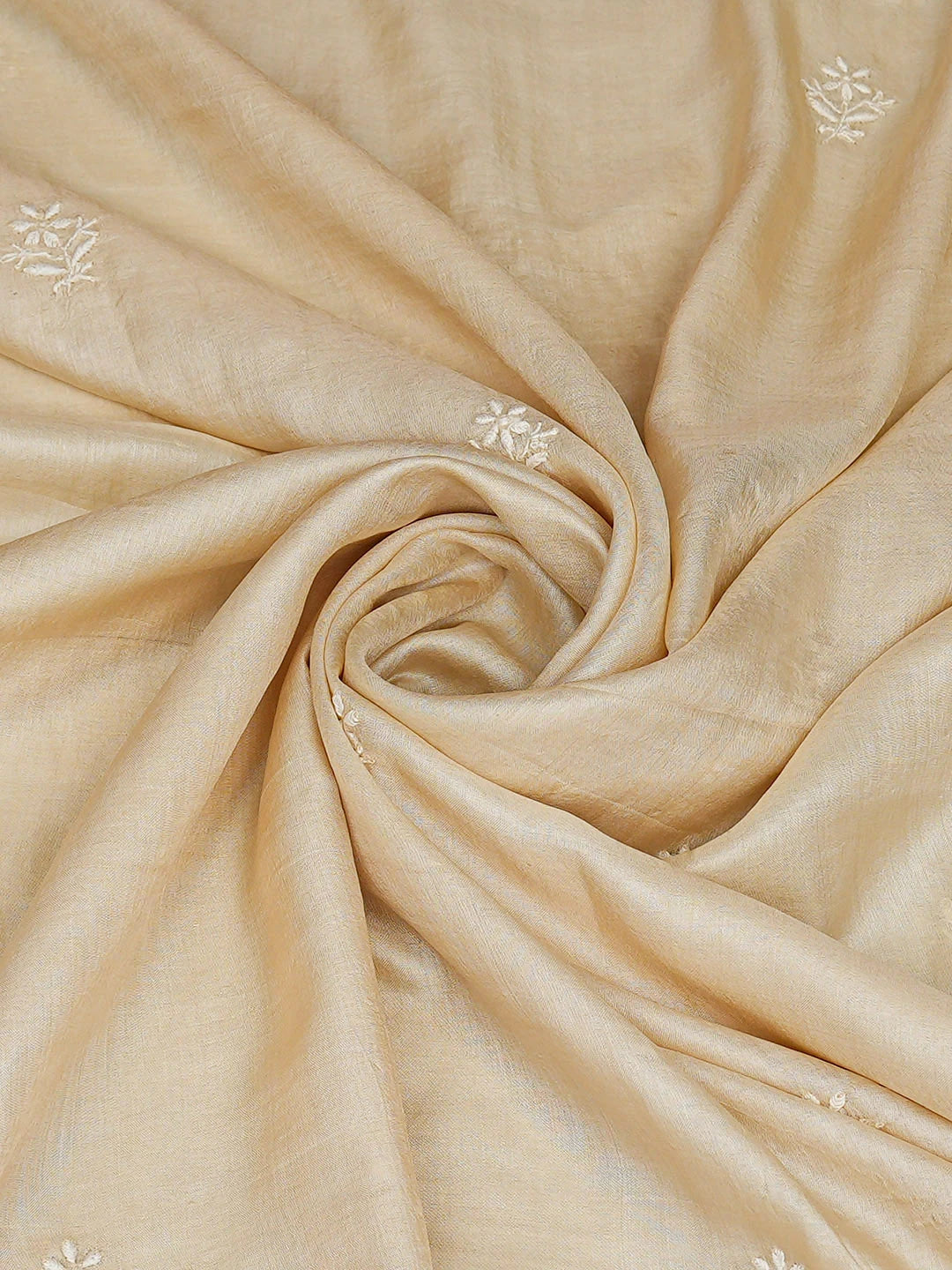 Ada Hand Embroidered Fawn Tussar Silk Lucknowi Chikankari Dupatta 01A898358