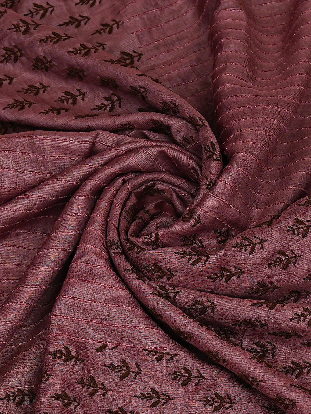 Ada Hand Embroidered Maroon Tussar Silk Lucknowi Chikankari Dupatta 01A900659