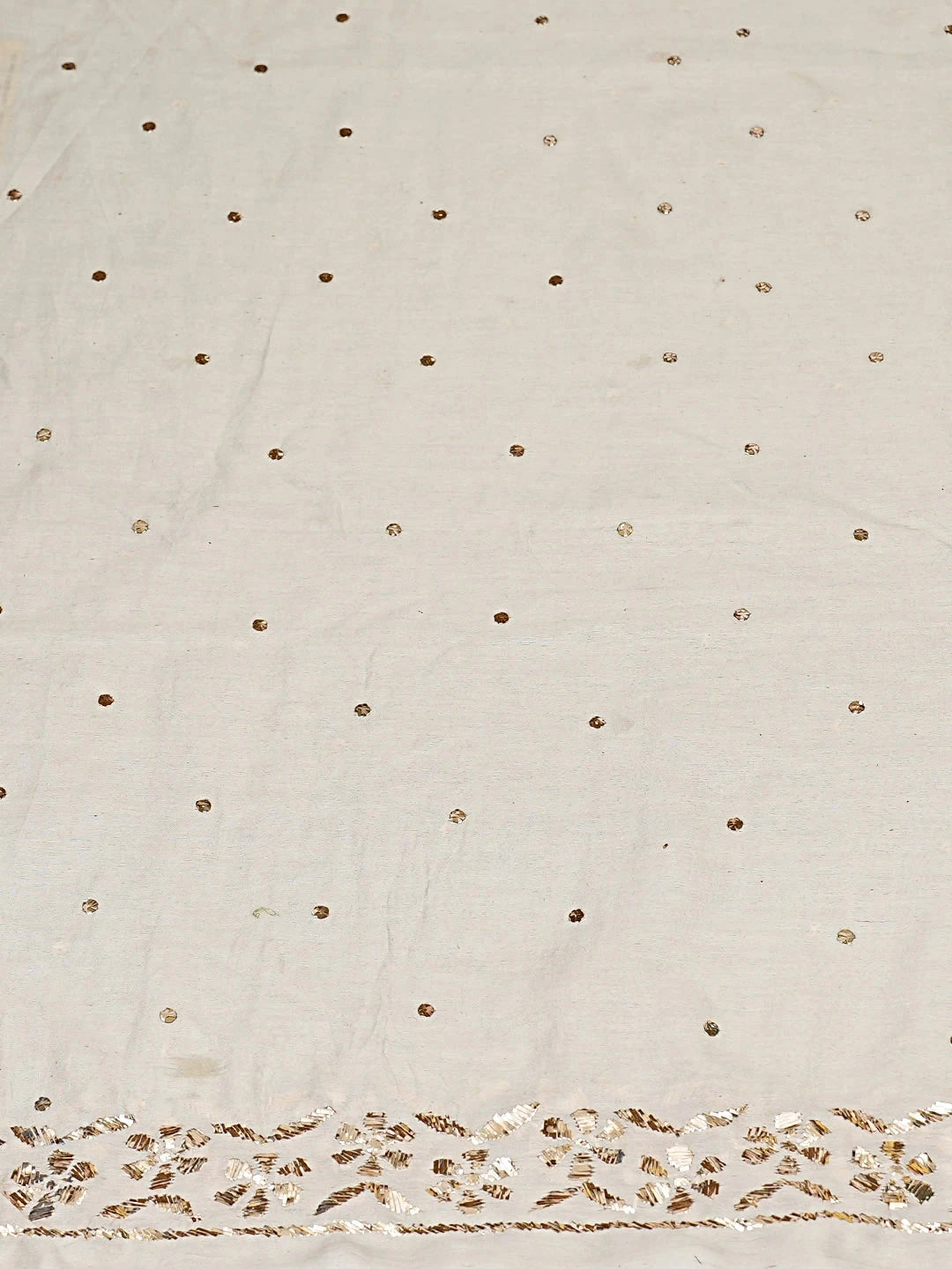 Ada Hand Embroidered White Chanderi Unstitched Kurta Dupatta Set With Muqaish/Mukaish Work 01A933814