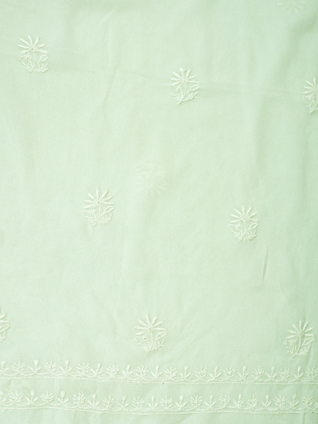 Ada Hand Embroidered Tea Green Viscose Georgette Lucknowi Chikankari Unstitched Kurta Dupatta Set 01A821783