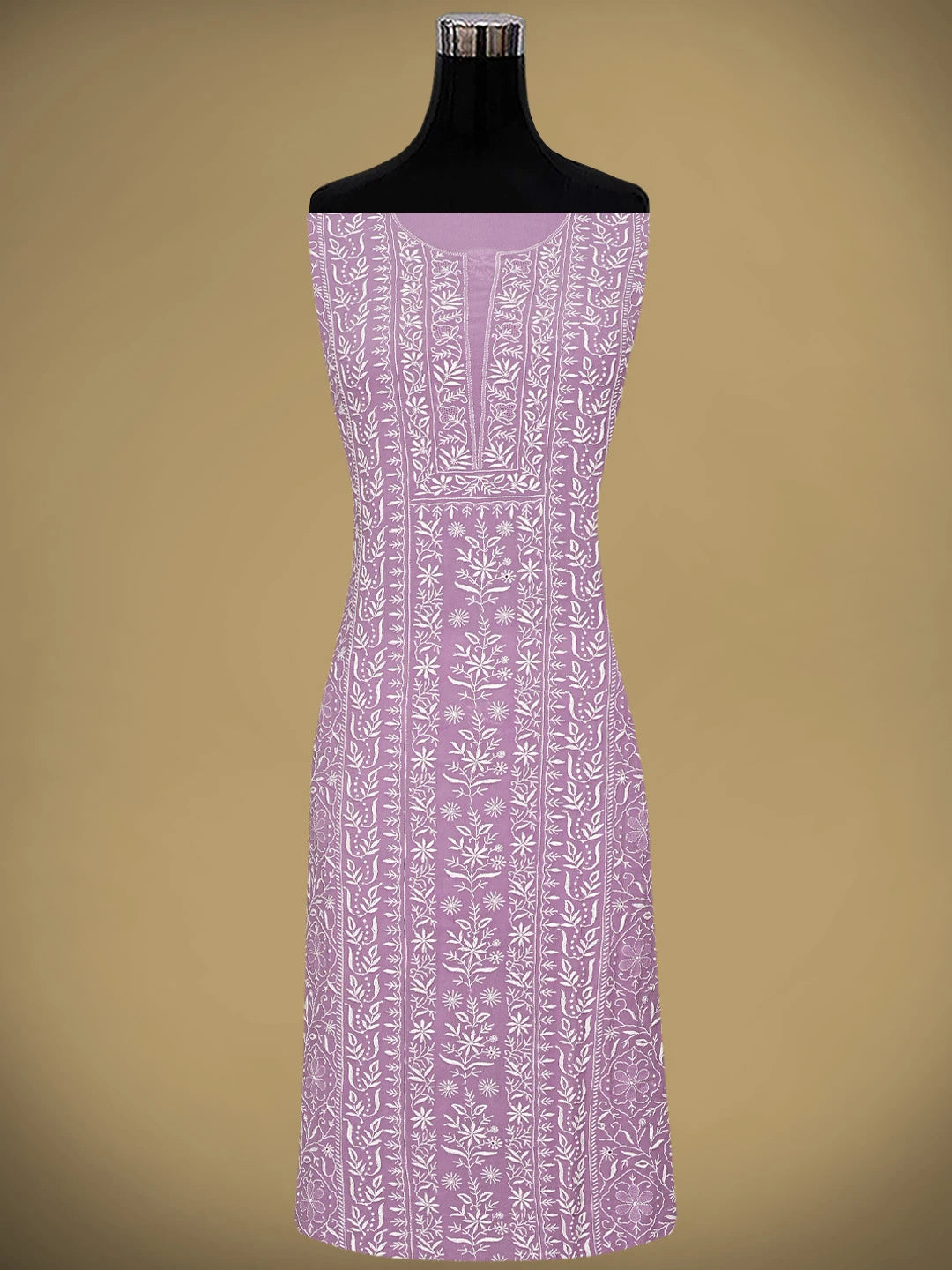 Ada Hand Embroidered Mauve Viscose Georgette Lucknowi Chikankari Unstitched Kurta Dupatta Set 01A873600
