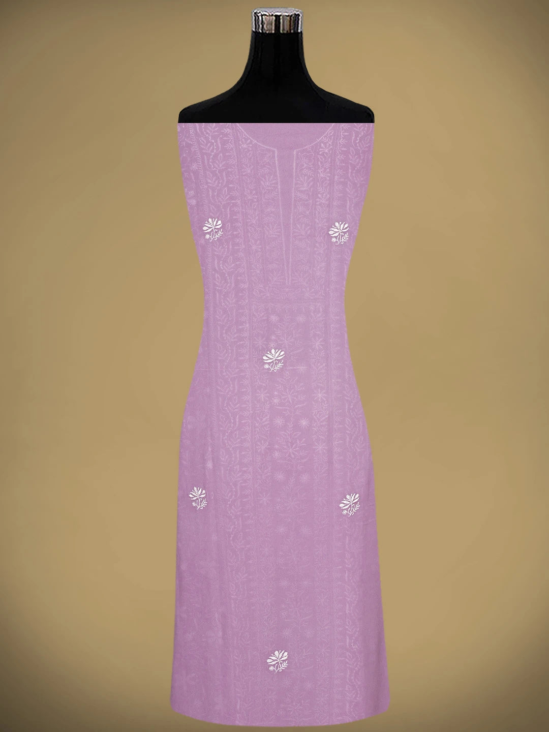 Ada Hand Embroidered Mauve Viscose Georgette Lucknowi Chikankari Unstitched Kurta Dupatta Set 01A873600